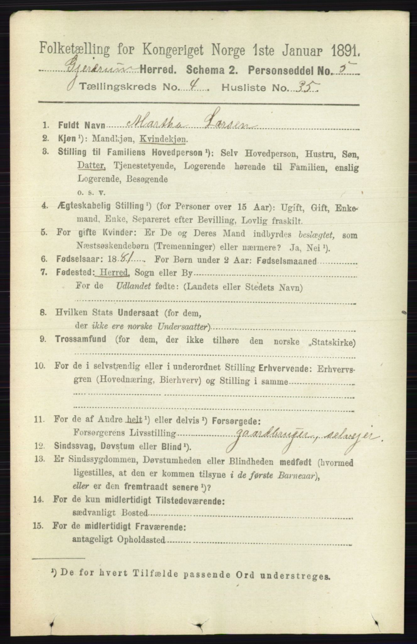 RA, 1891 census for 0234 Gjerdrum, 1891, p. 2002