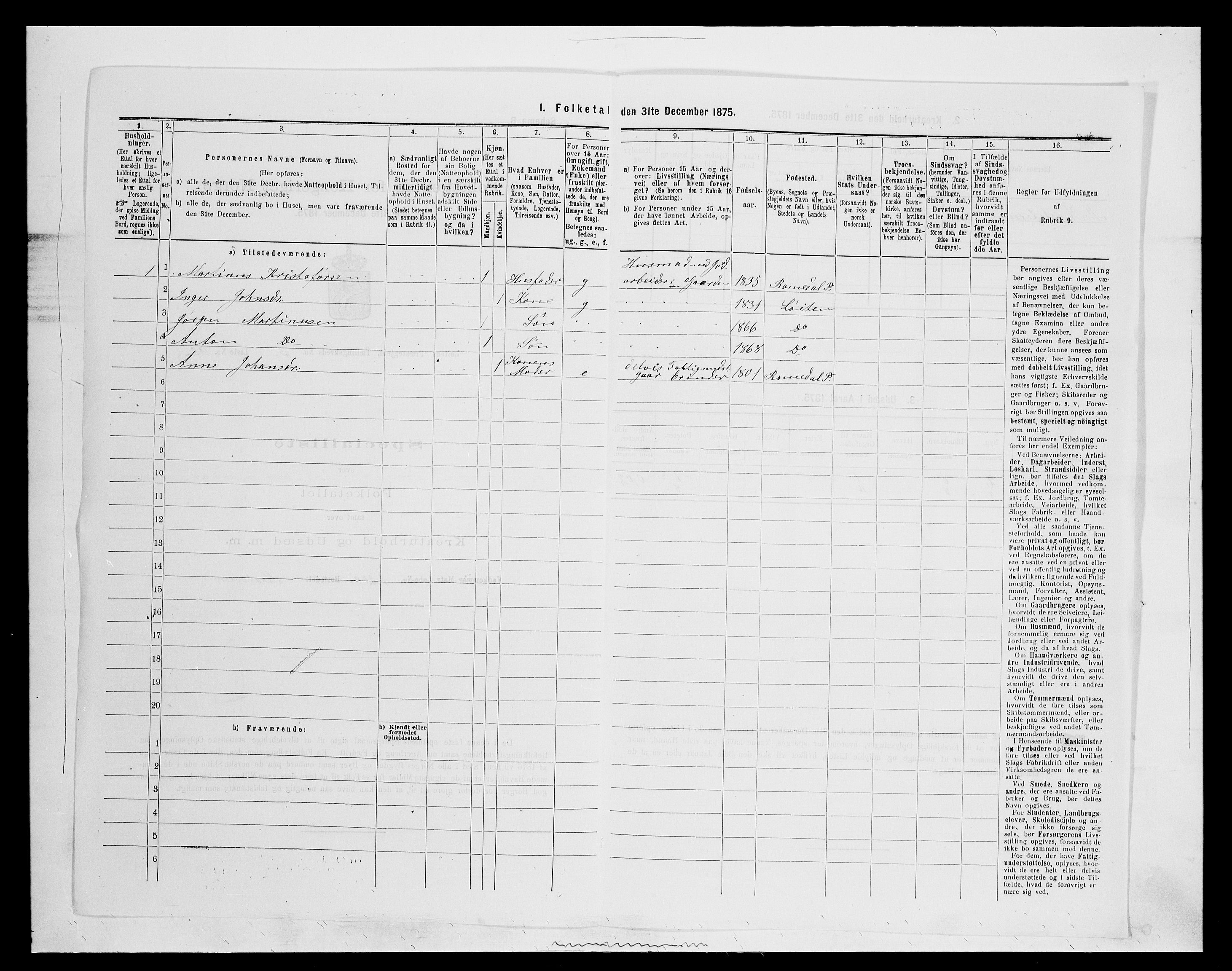 SAH, 1875 census for 0415P Løten, 1875, p. 824