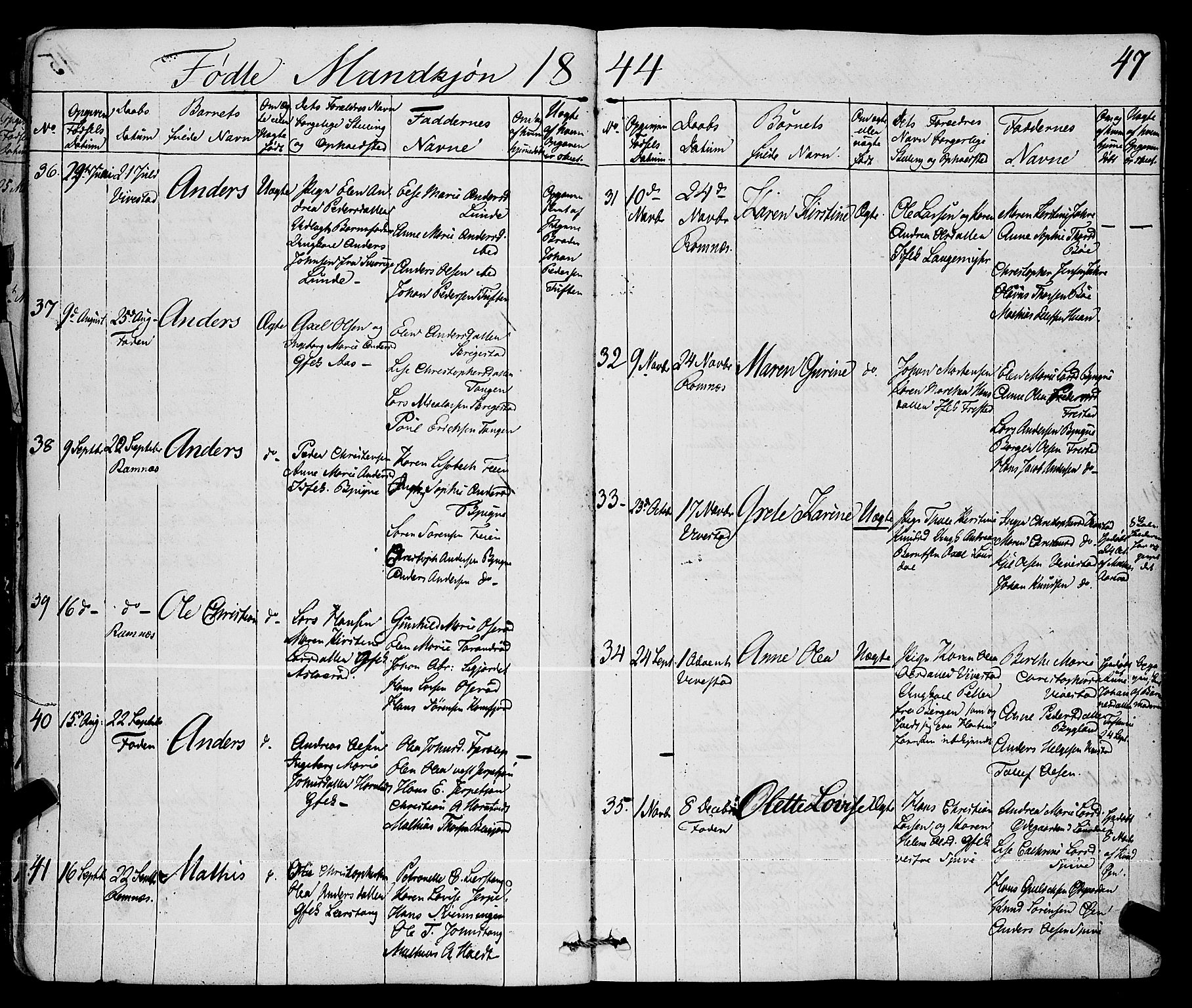 Ramnes kirkebøker, AV/SAKO-A-314/F/Fa/L0005: Parish register (official) no. I 5, 1841-1861, p. 46-47