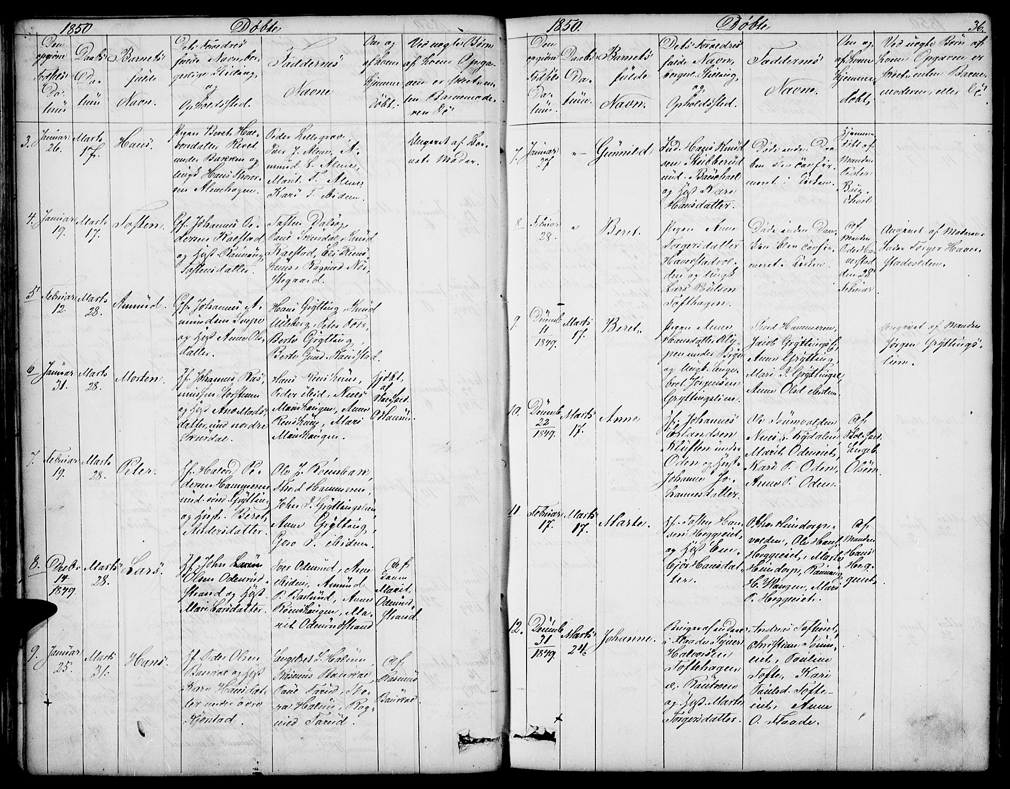 Sør-Fron prestekontor, SAH/PREST-010/H/Ha/Hab/L0001: Parish register (copy) no. 1, 1844-1863, p. 36