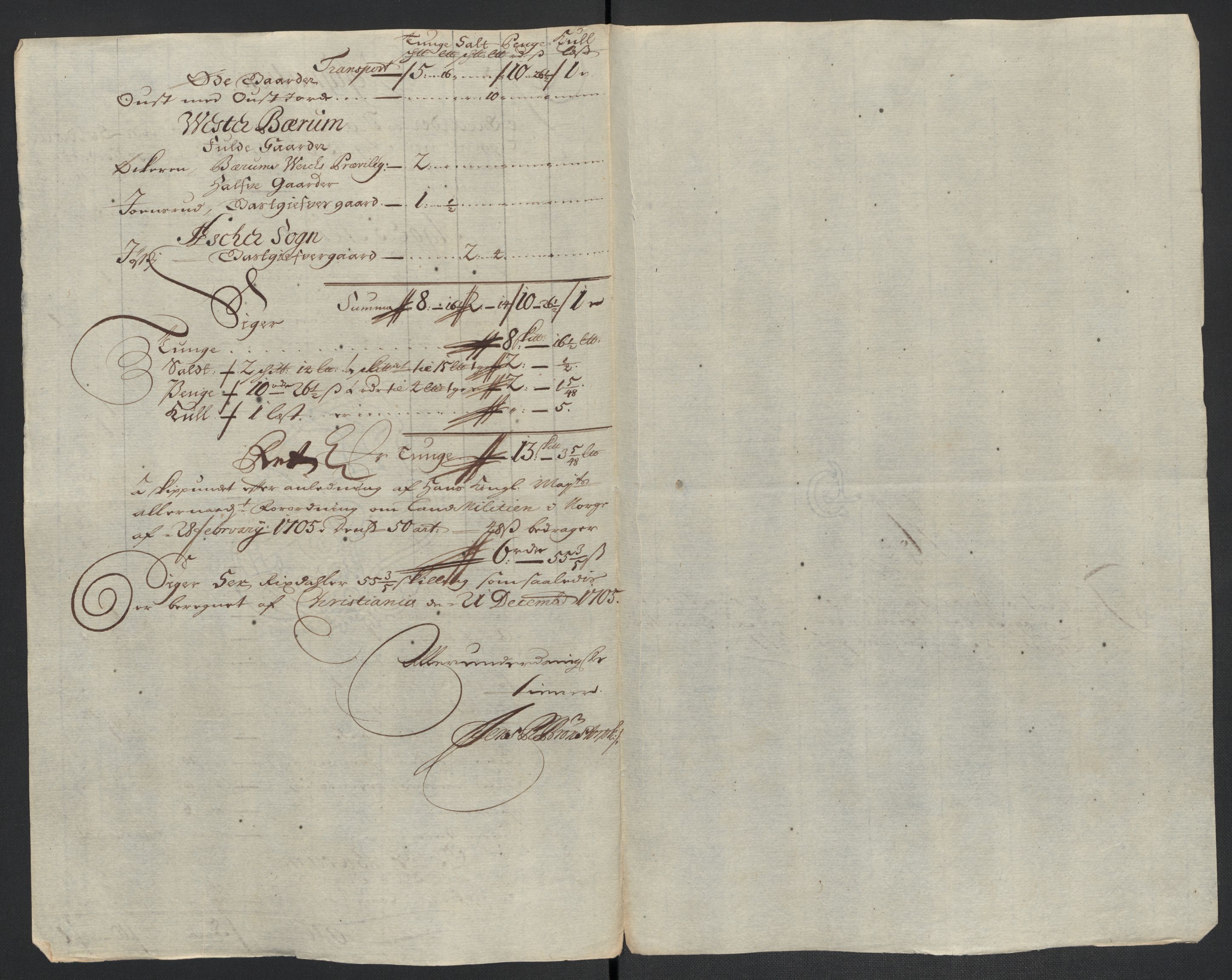 Rentekammeret inntil 1814, Reviderte regnskaper, Fogderegnskap, AV/RA-EA-4092/R10/L0446: Fogderegnskap Aker og Follo, 1705-1706, p. 58