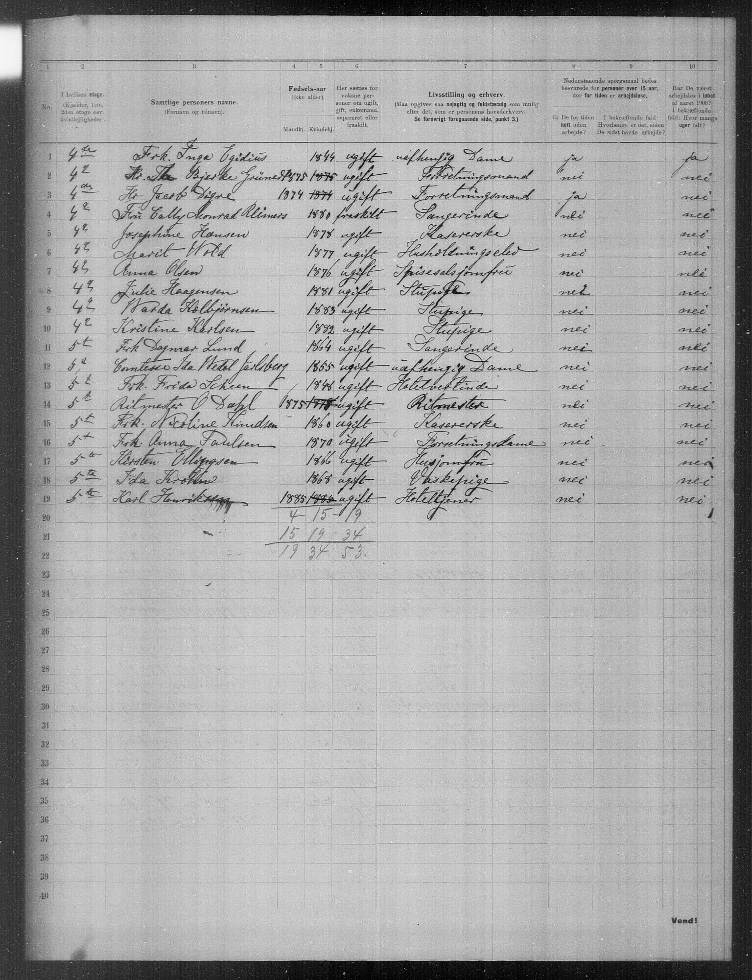 OBA, Municipal Census 1903 for Kristiania, 1903, p. 16011