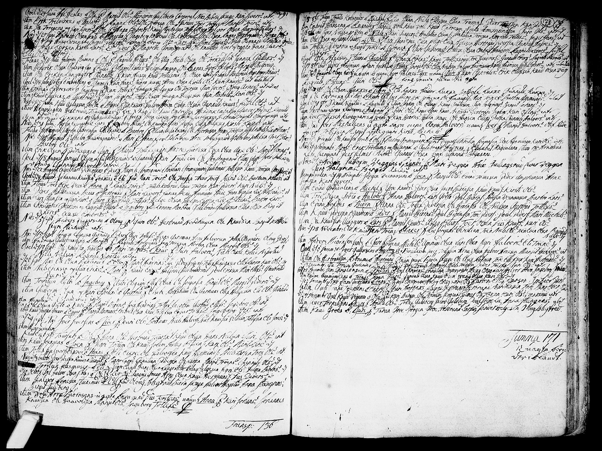 Nes kirkebøker, SAKO/A-236/F/Fa/L0002: Parish register (official) no. 2, 1707-1759, p. 178