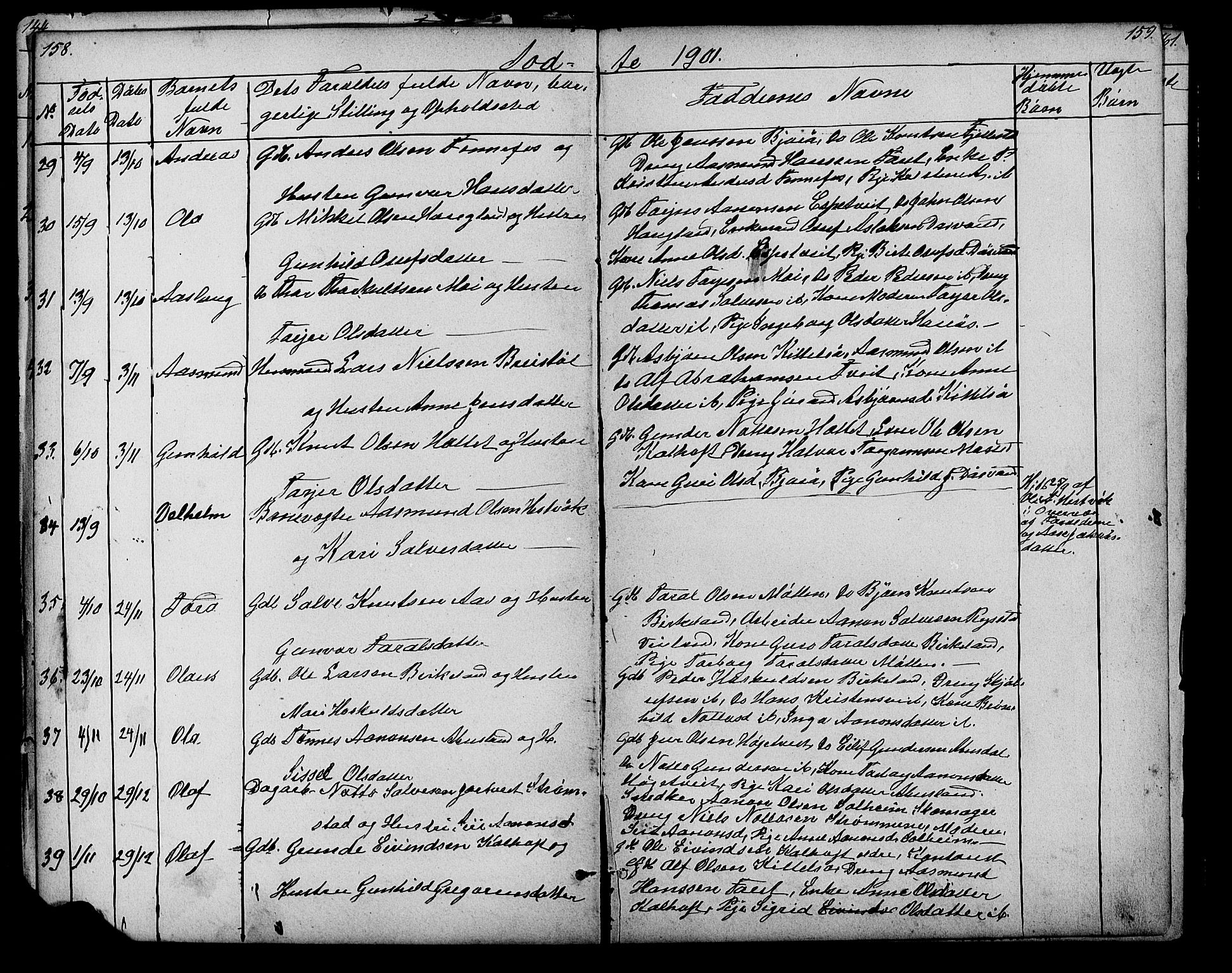 Evje sokneprestkontor, AV/SAK-1111-0008/F/Fb/Fbb/L0002: Parish register (copy) no. B 2, 1879-1909, p. 158-159