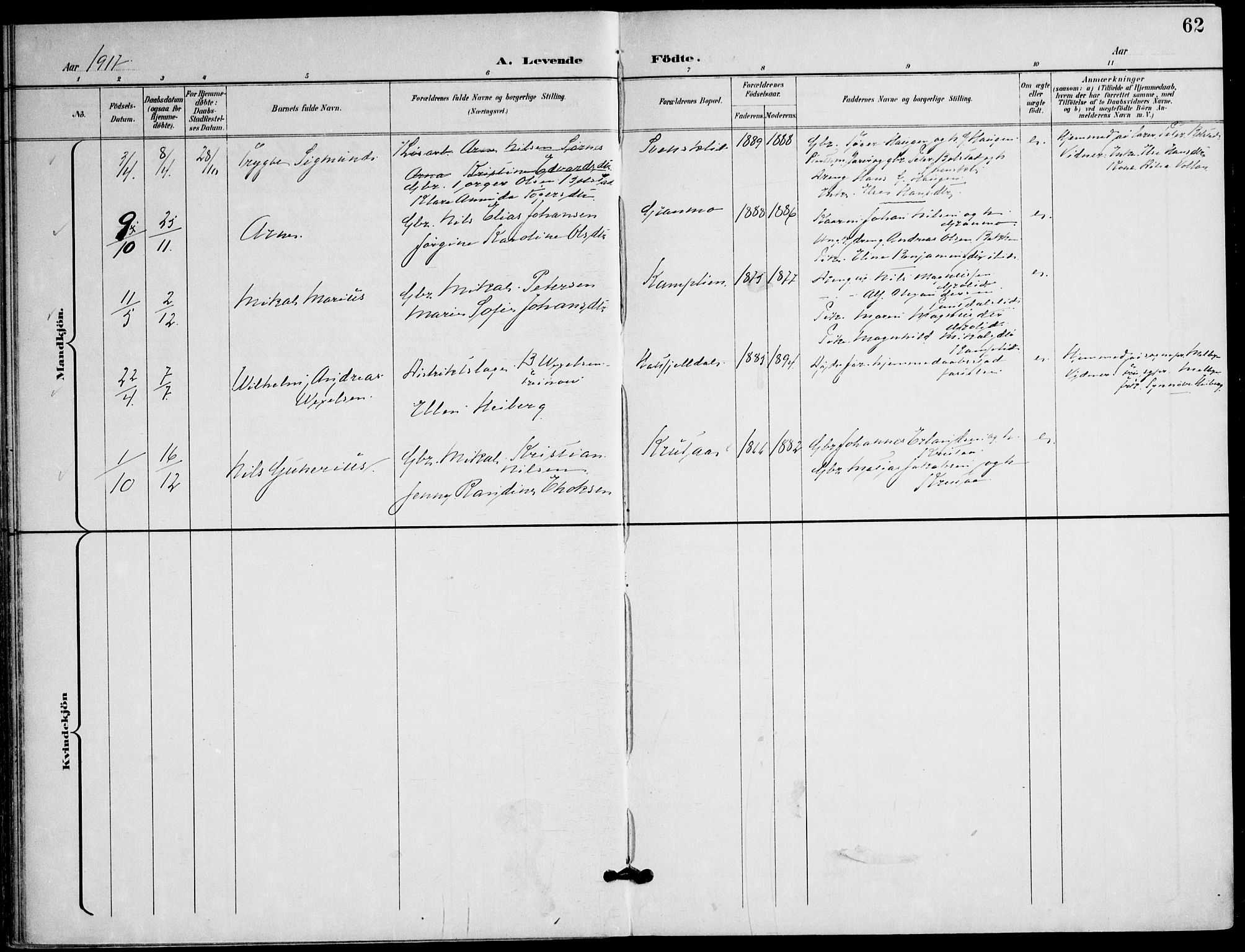 Ministerialprotokoller, klokkerbøker og fødselsregistre - Nordland, AV/SAT-A-1459/823/L0326: Parish register (official) no. 823A03, 1899-1919, p. 62