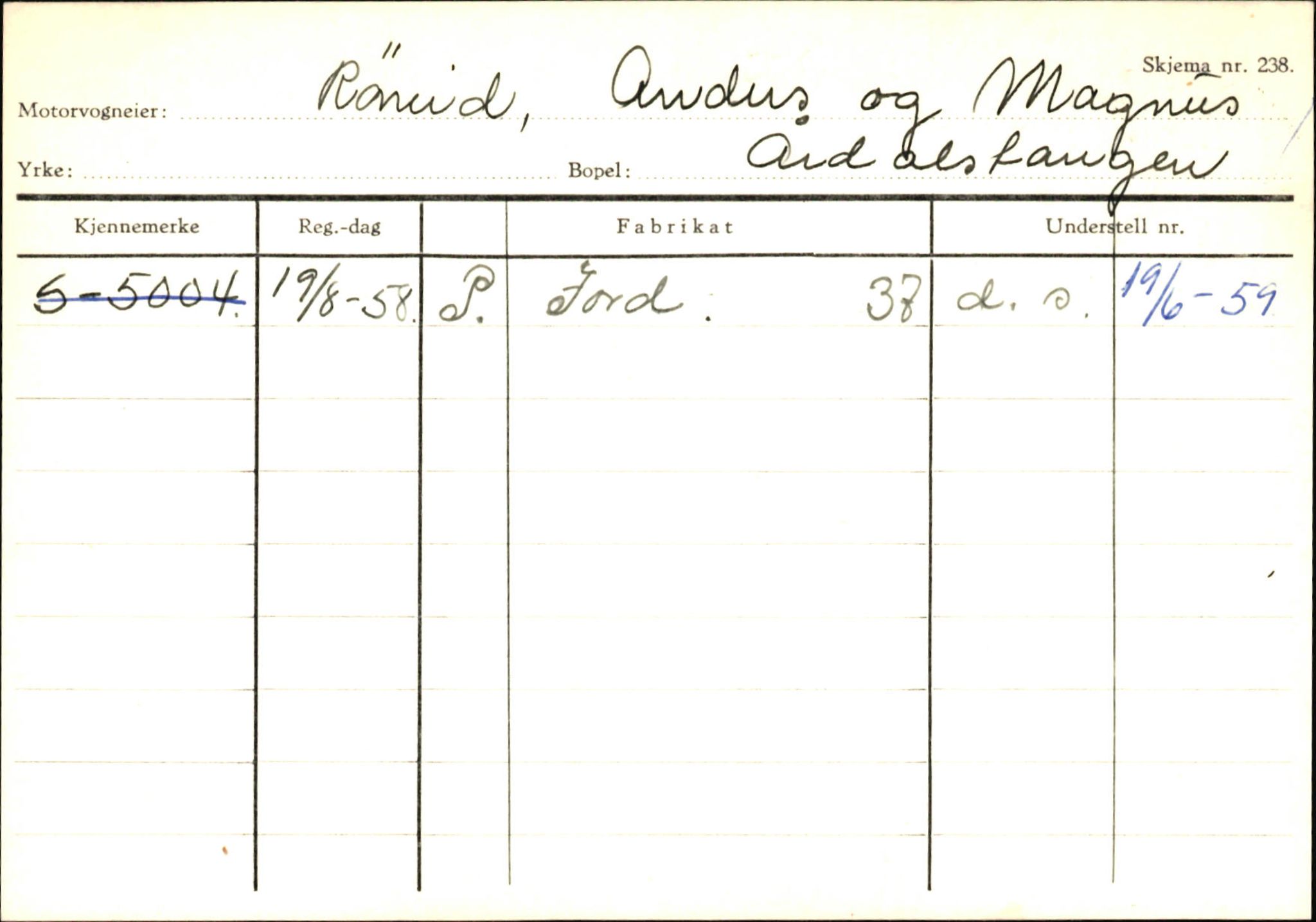 Statens vegvesen, Sogn og Fjordane vegkontor, AV/SAB-A-5301/4/F/L0146: Registerkort Årdal R-Å samt diverse kort, 1945-1975, p. 100