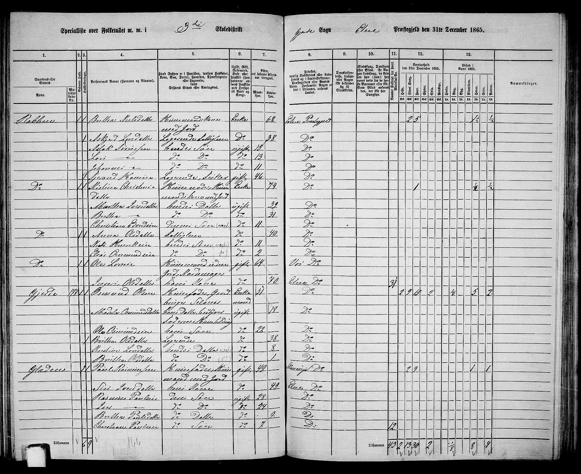 RA, 1865 census for Etne, 1865, p. 129