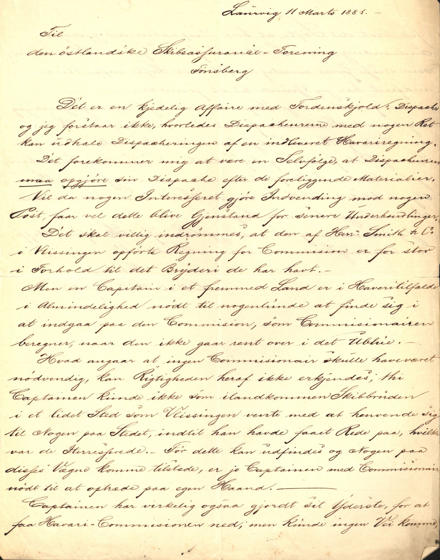 Pa 63 - Østlandske skibsassuranceforening, VEMU/A-1079/G/Ga/L0012/0005: Havaridokumenter / Tordenskjold af Bergen, 1880