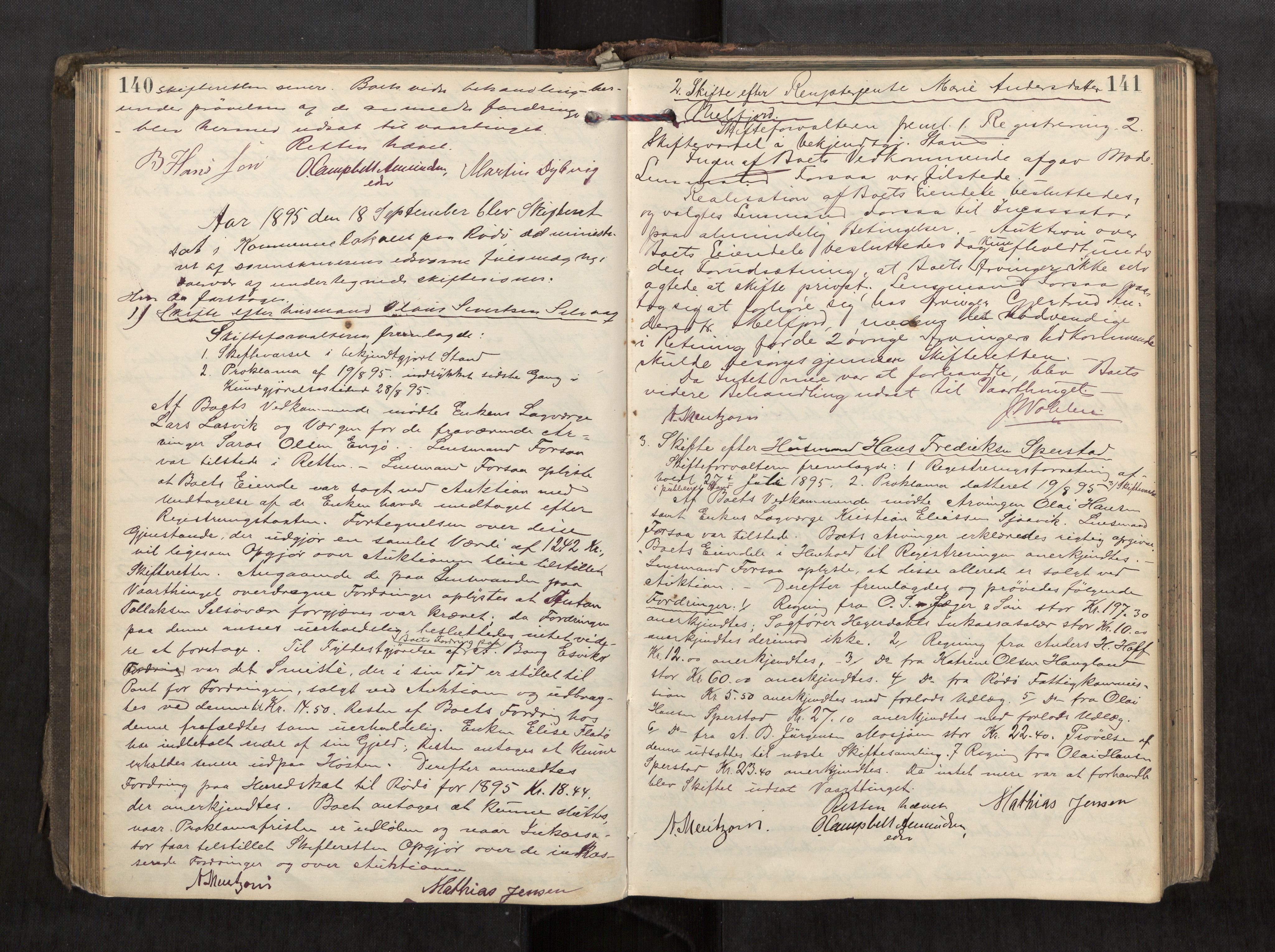 Rana sorenskriveri , AV/SAT-A-1108/1/3/3B/L0006: Skiftebehandlingsprotokoll, 1892-1901, p. 140-141