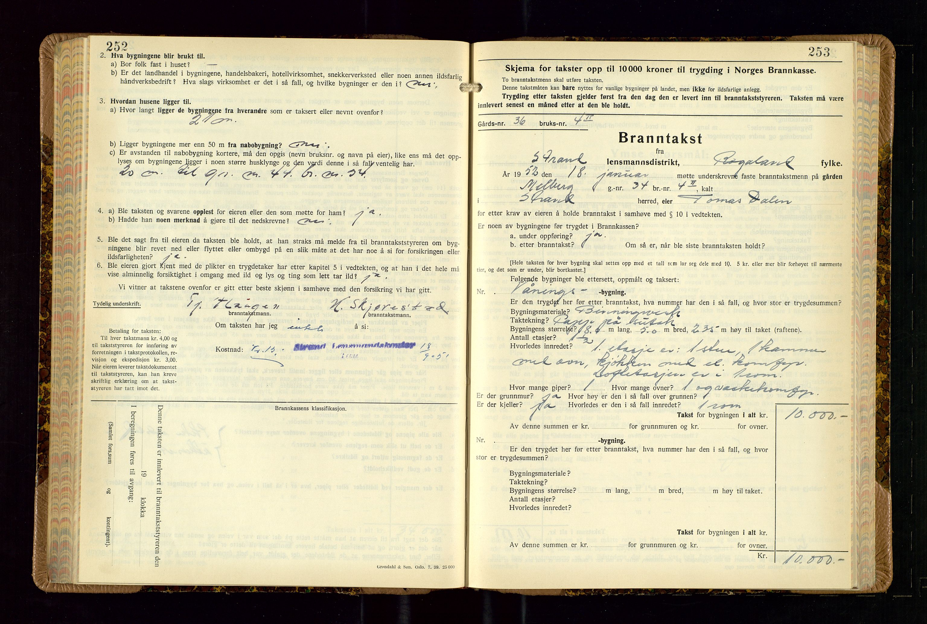 Strand og Forsand lensmannskontor, AV/SAST-A-100451/Gob/L0002: Branntakstprotokoll, 1942-1953, p. 252-253