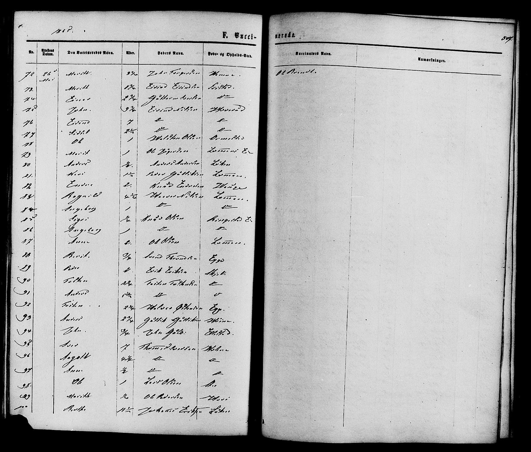 Vestre Slidre prestekontor, AV/SAH-PREST-136/H/Ha/Haa/L0003: Parish register (official) no. 3, 1865-1880, p. 307