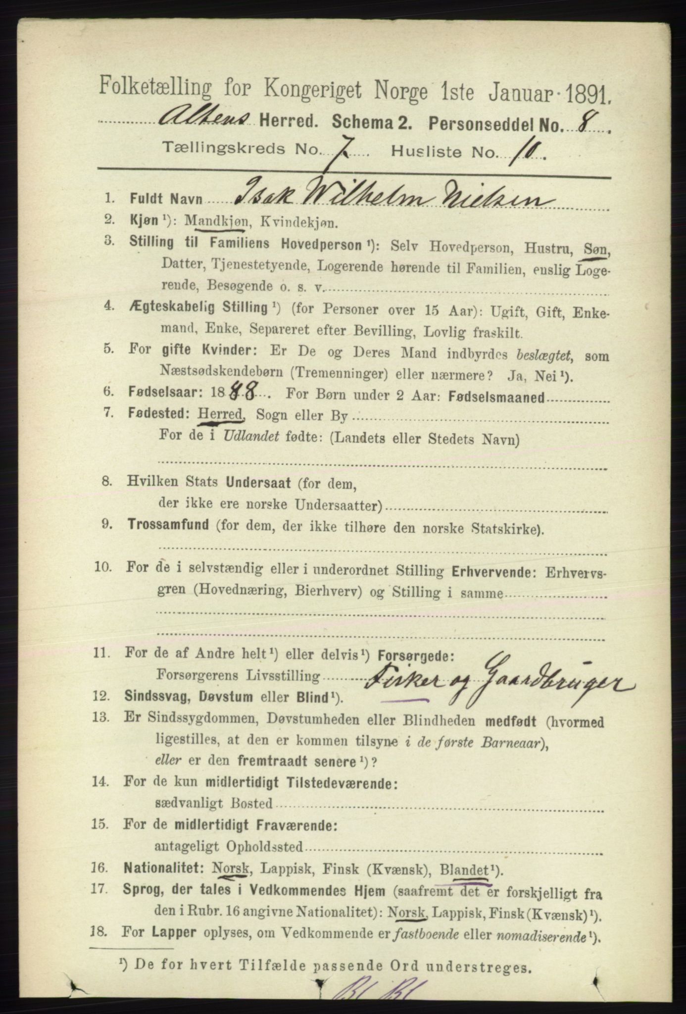 RA, 1891 census for 2012 Alta, 1891, p. 2159