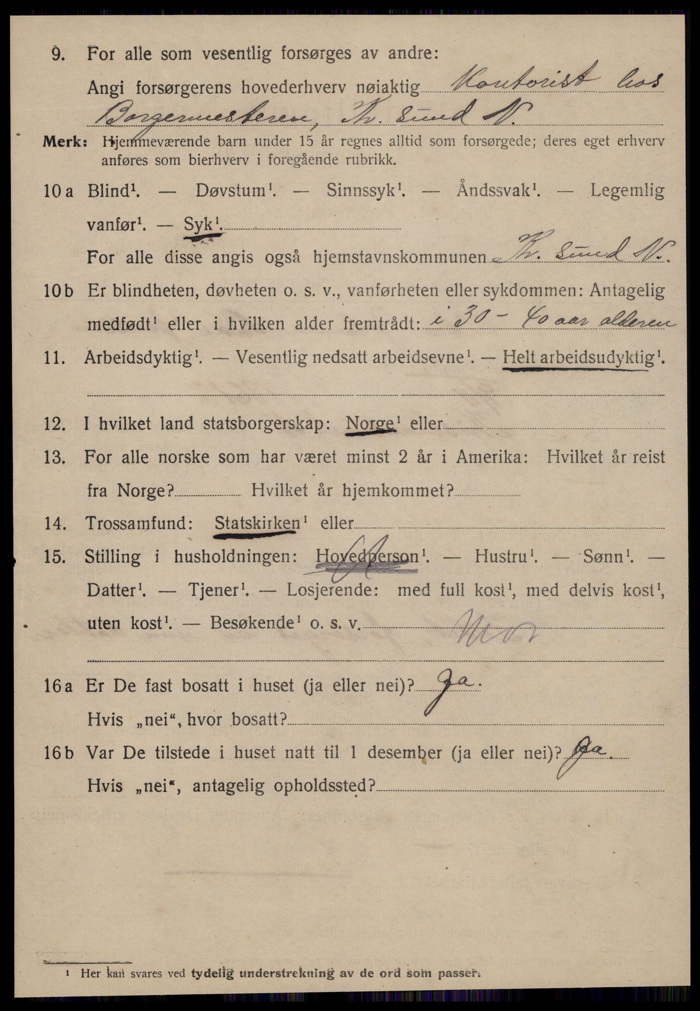 SAT, 1920 census for Kristiansund, 1920, p. 14922