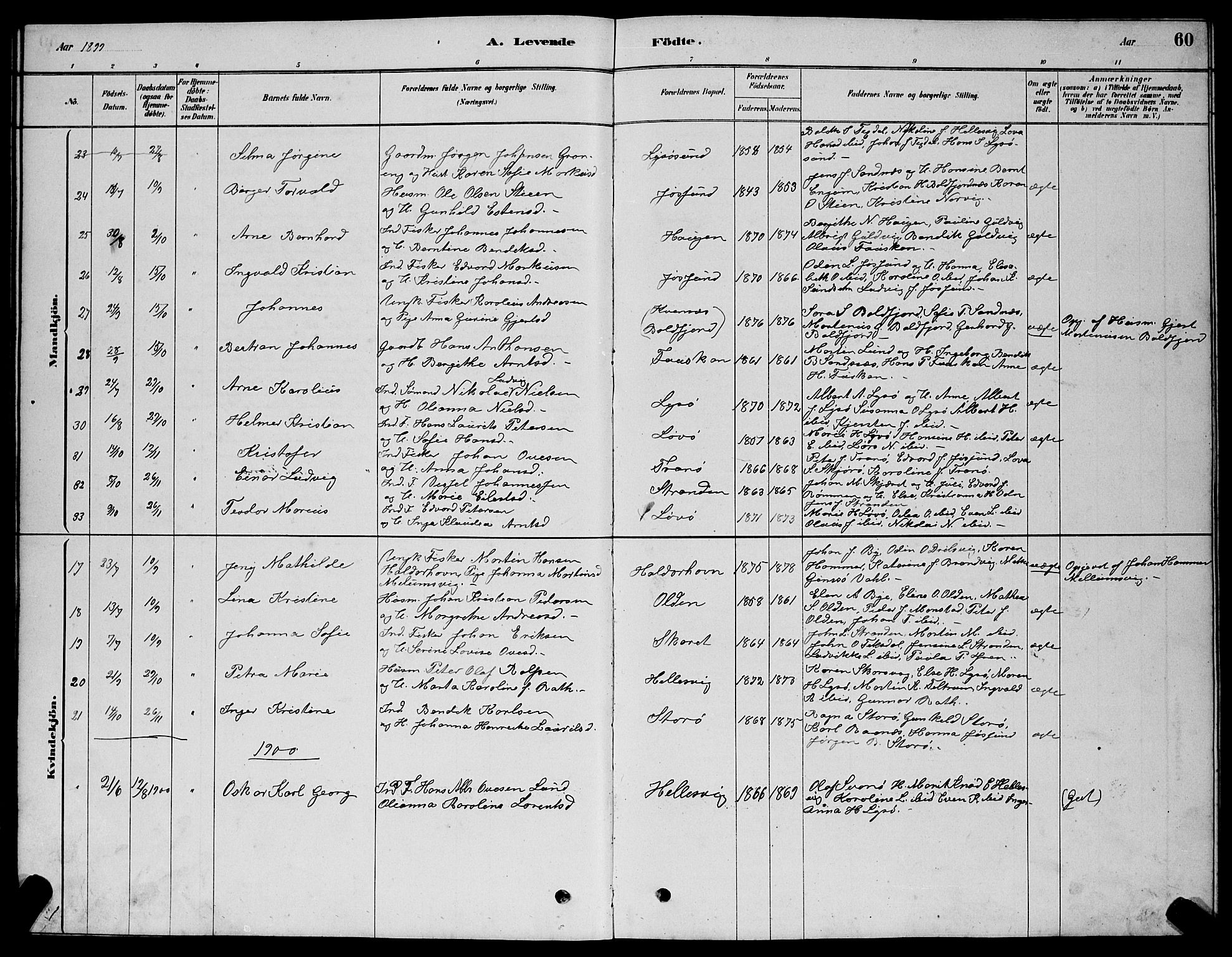 Ministerialprotokoller, klokkerbøker og fødselsregistre - Sør-Trøndelag, SAT/A-1456/654/L0665: Parish register (copy) no. 654C01, 1879-1901, p. 60