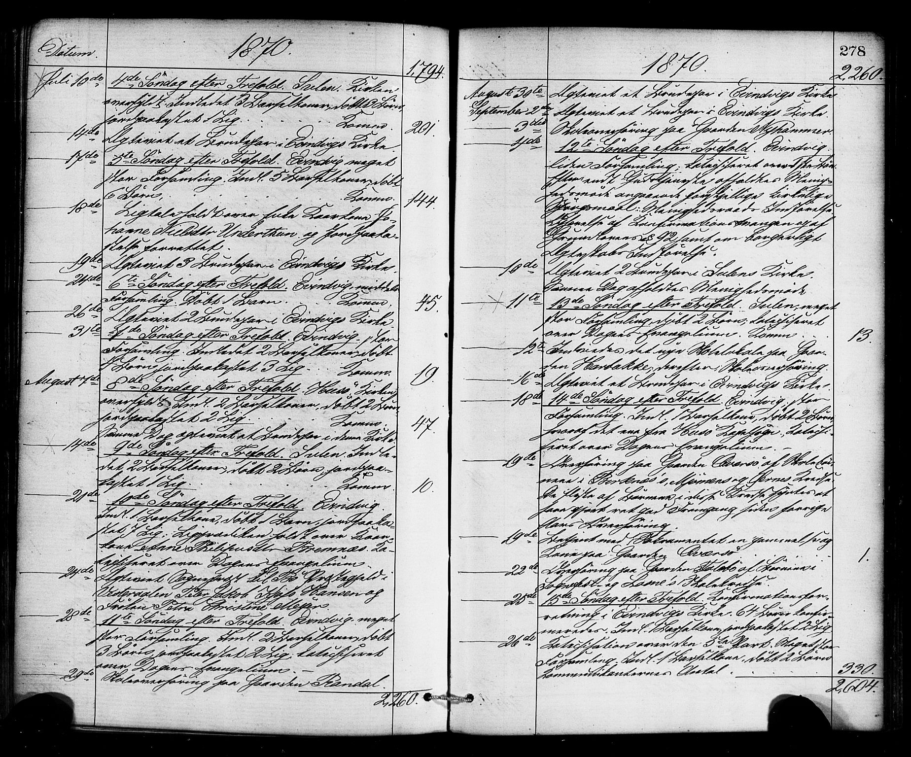 Gulen sokneprestembete, AV/SAB-A-80201/H/Haa/Haaa/L0023: Parish register (official) no. A 23, 1870-1880, p. 278