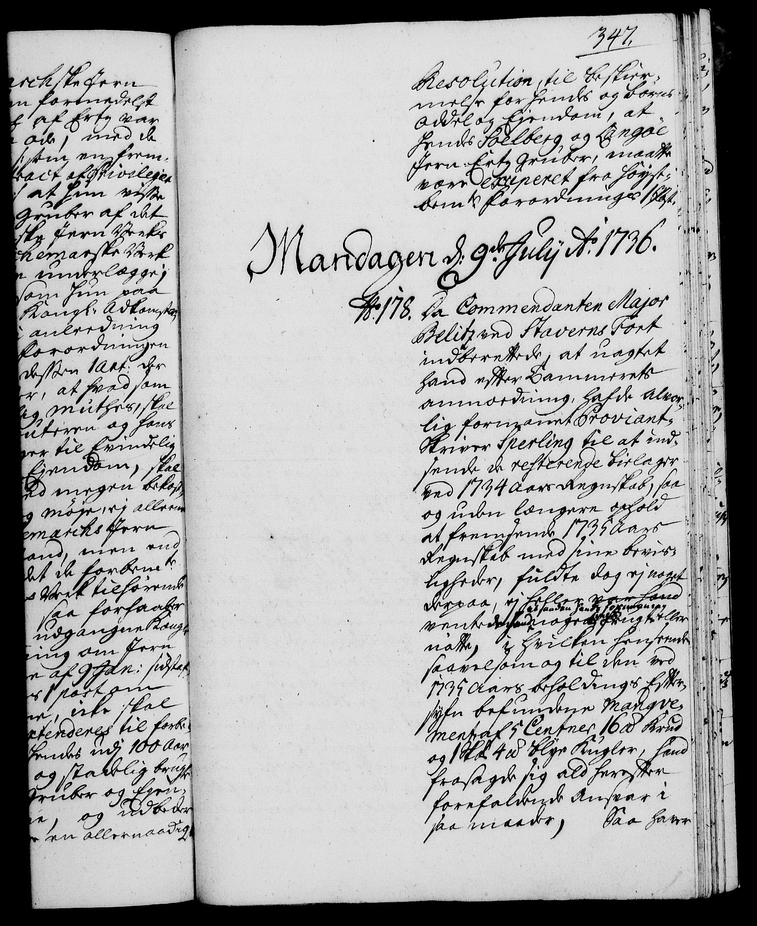 Rentekammeret, Kammerkanselliet, RA/EA-3111/G/Gh/Gha/L0018: Norsk ekstraktmemorialprotokoll (merket RK 53.63), 1735-1736, p. 347