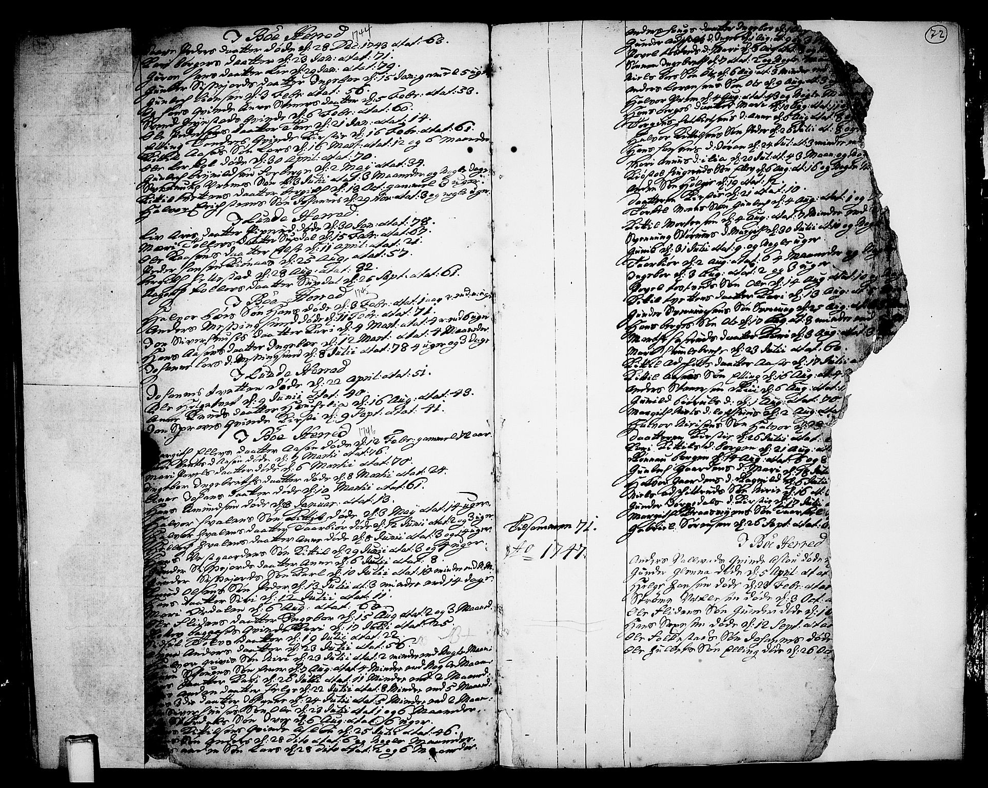 Bø kirkebøker, AV/SAKO-A-257/F/Fa/L0003: Parish register (official) no. 3, 1733-1748, p. 72