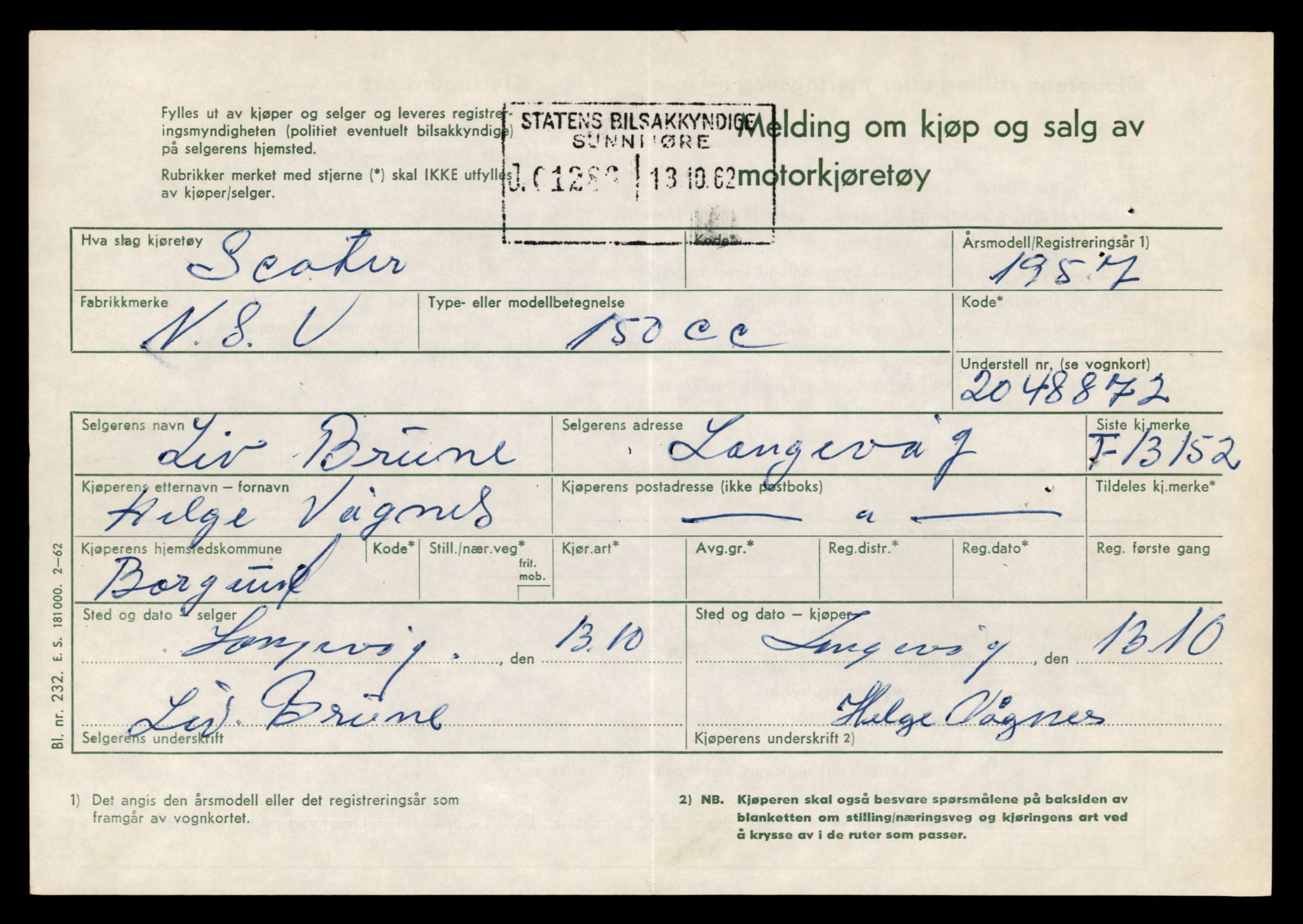 Møre og Romsdal vegkontor - Ålesund trafikkstasjon, AV/SAT-A-4099/F/Fe/L0037: Registreringskort for kjøretøy T 13031 - T 13179, 1927-1998, p. 2371