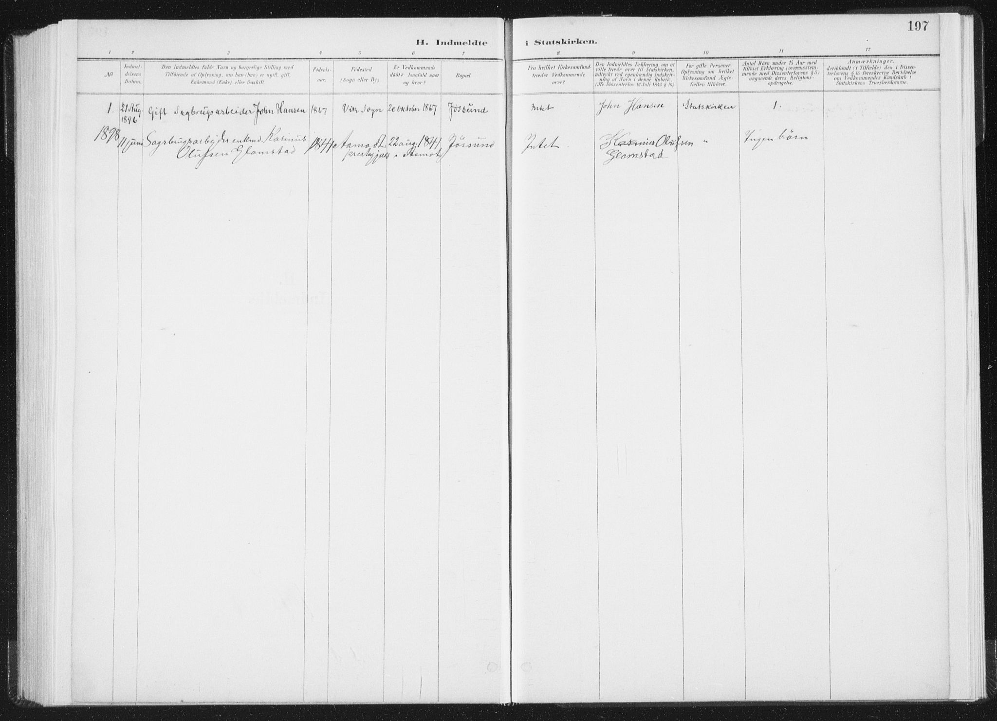 Ministerialprotokoller, klokkerbøker og fødselsregistre - Nord-Trøndelag, SAT/A-1458/771/L0597: Parish register (official) no. 771A04, 1885-1910, p. 197