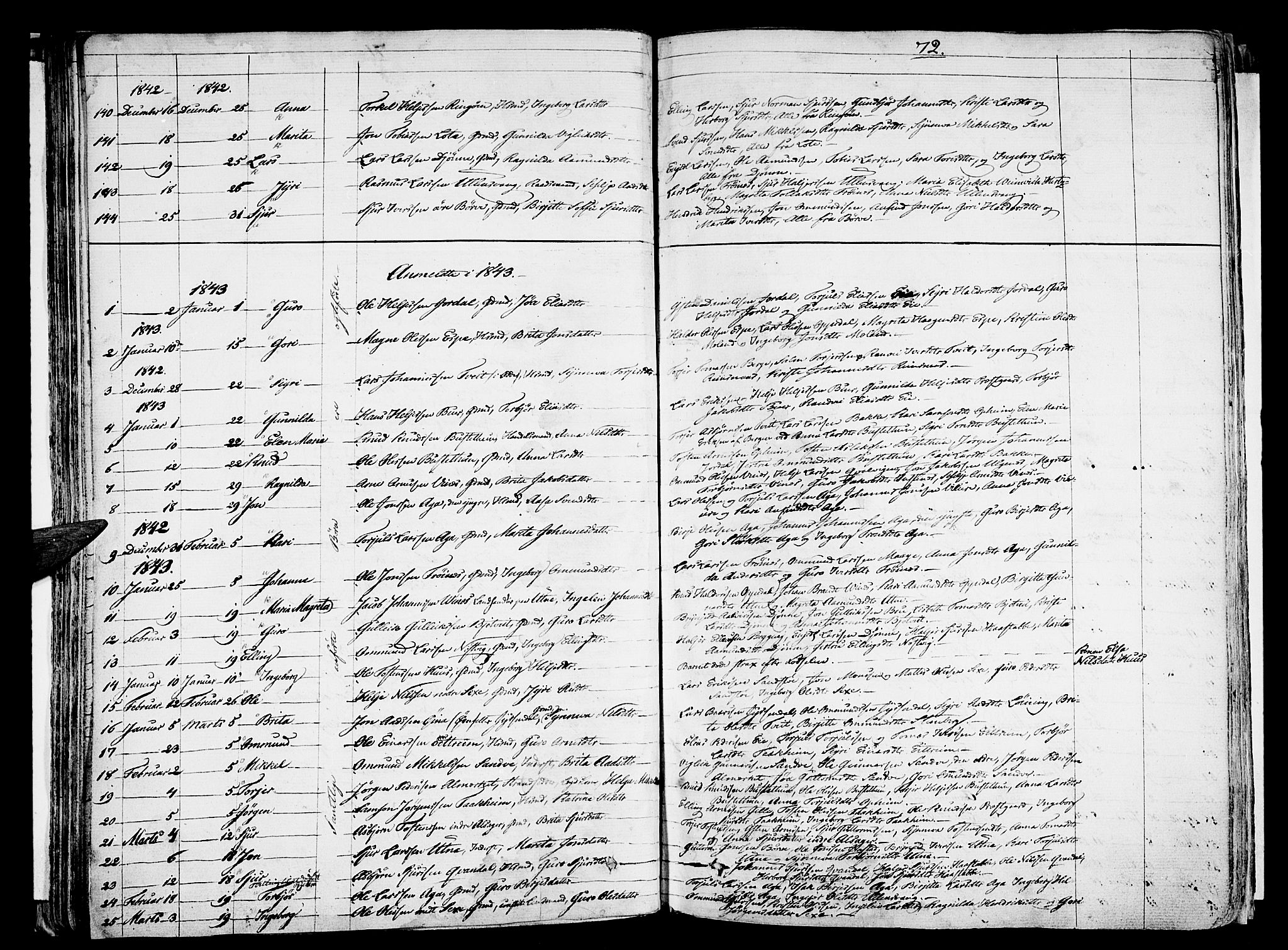 Ullensvang sokneprestembete, SAB/A-78701/H/Haa: Parish register (official) no. A 10, 1825-1853, p. 72