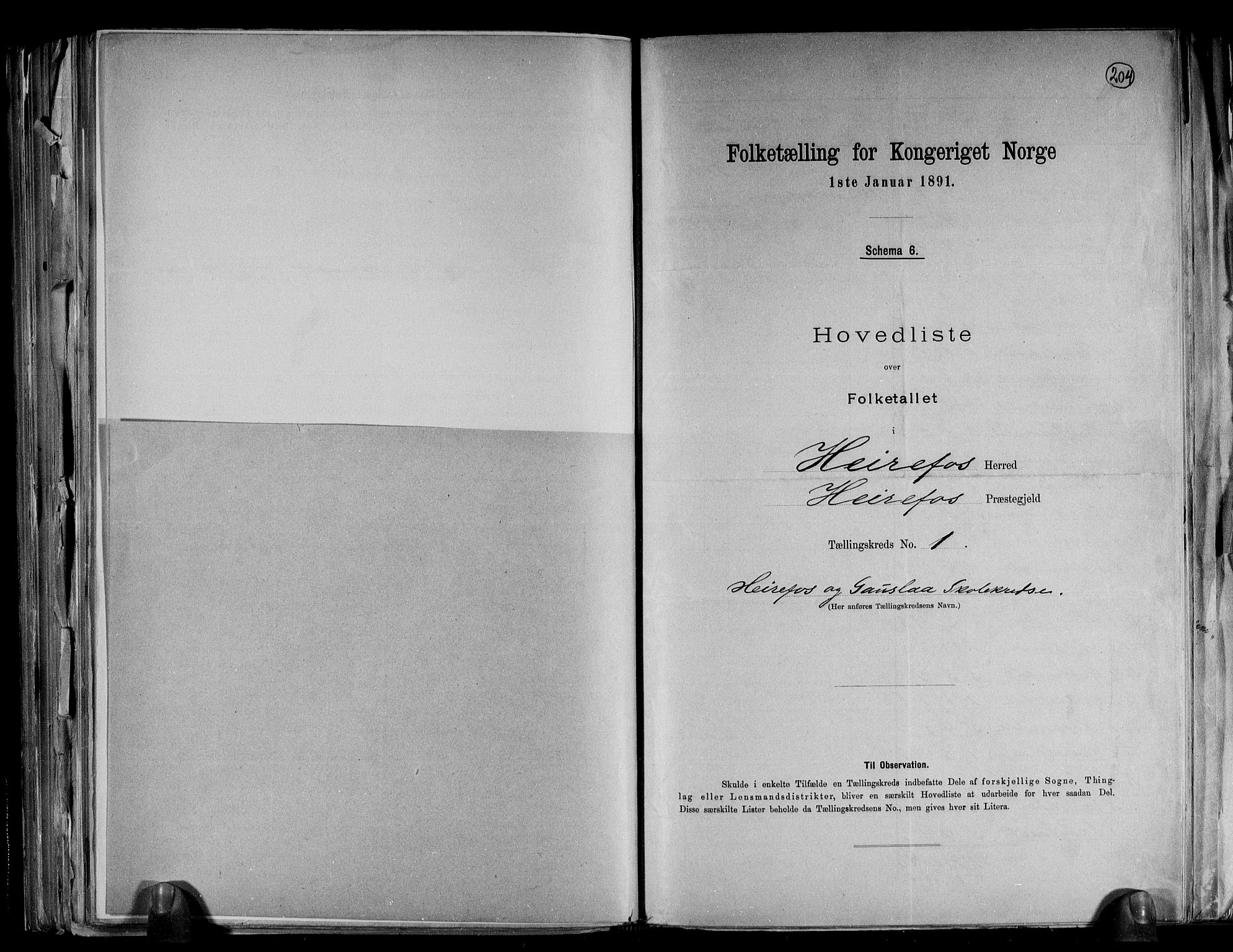 RA, 1891 census for 0933 Herefoss, 1891, p. 5