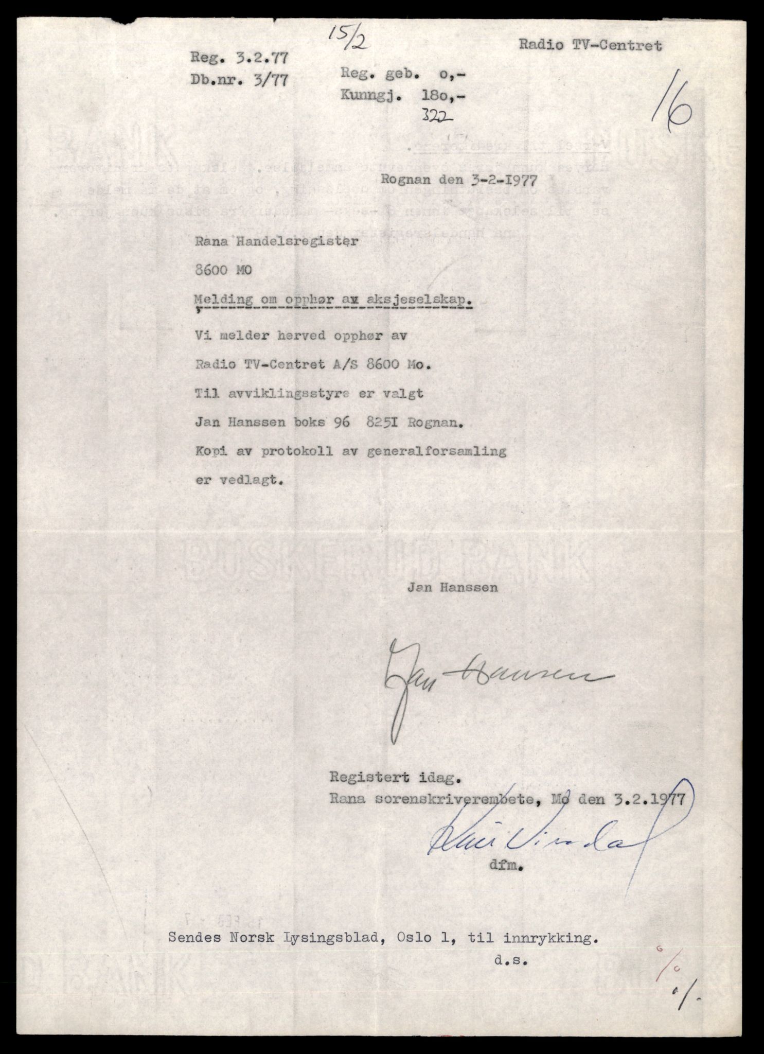 Rana sorenskriveri , AV/SAT-A-1108/2/J/Jd/Jdb/L0014: Bilag. Aksjeselskap R - S, 1927-1988, p. 15