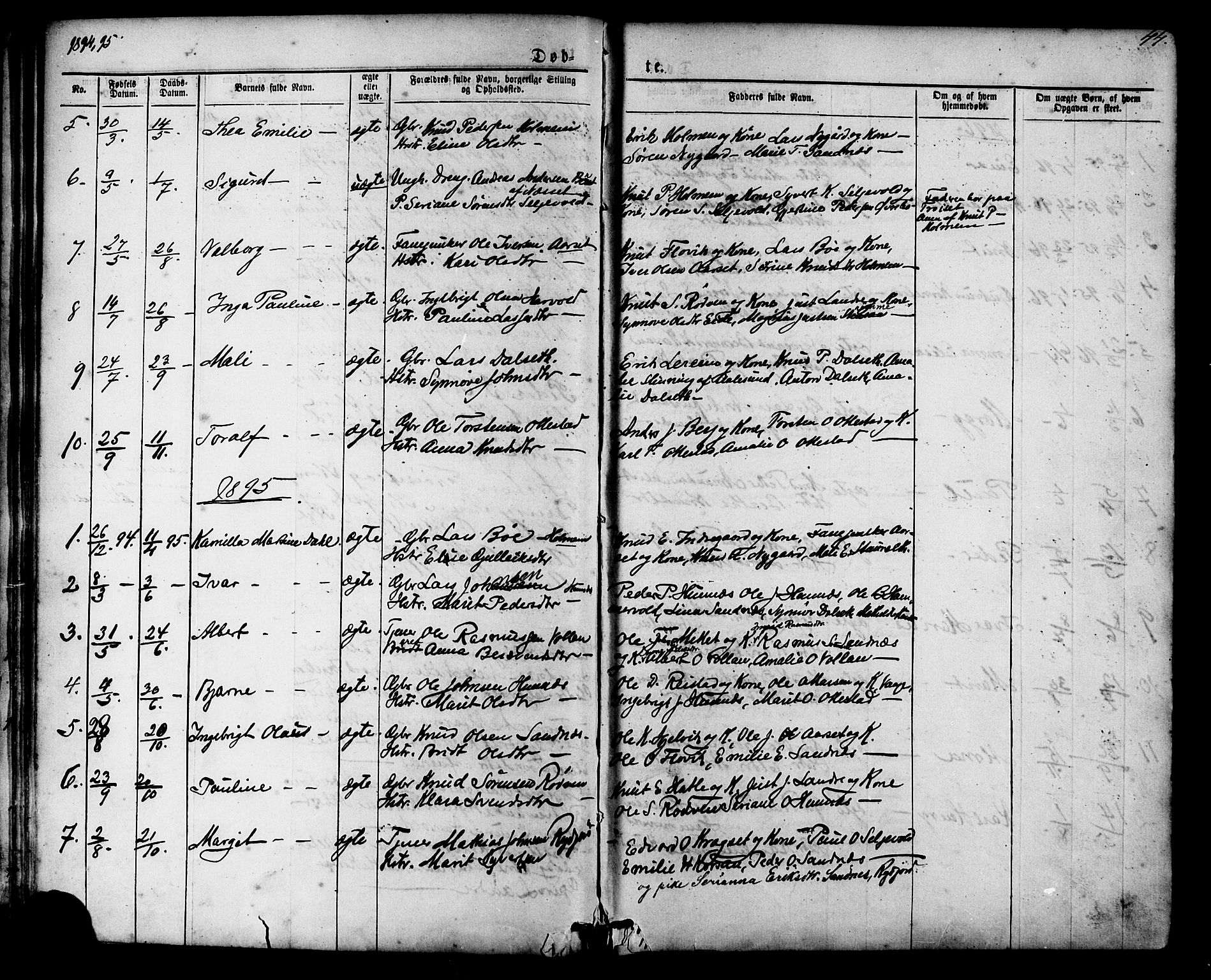 Ministerialprotokoller, klokkerbøker og fødselsregistre - Møre og Romsdal, SAT/A-1454/548/L0614: Parish register (copy) no. 548C02, 1867-1917, p. 44
