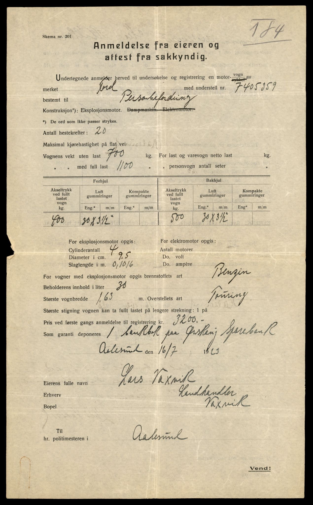 Møre og Romsdal vegkontor - Ålesund trafikkstasjon, AV/SAT-A-4099/F/Fe/L0001: Registreringskort for kjøretøy T 3 - T 127, 1927-1998, p. 1663