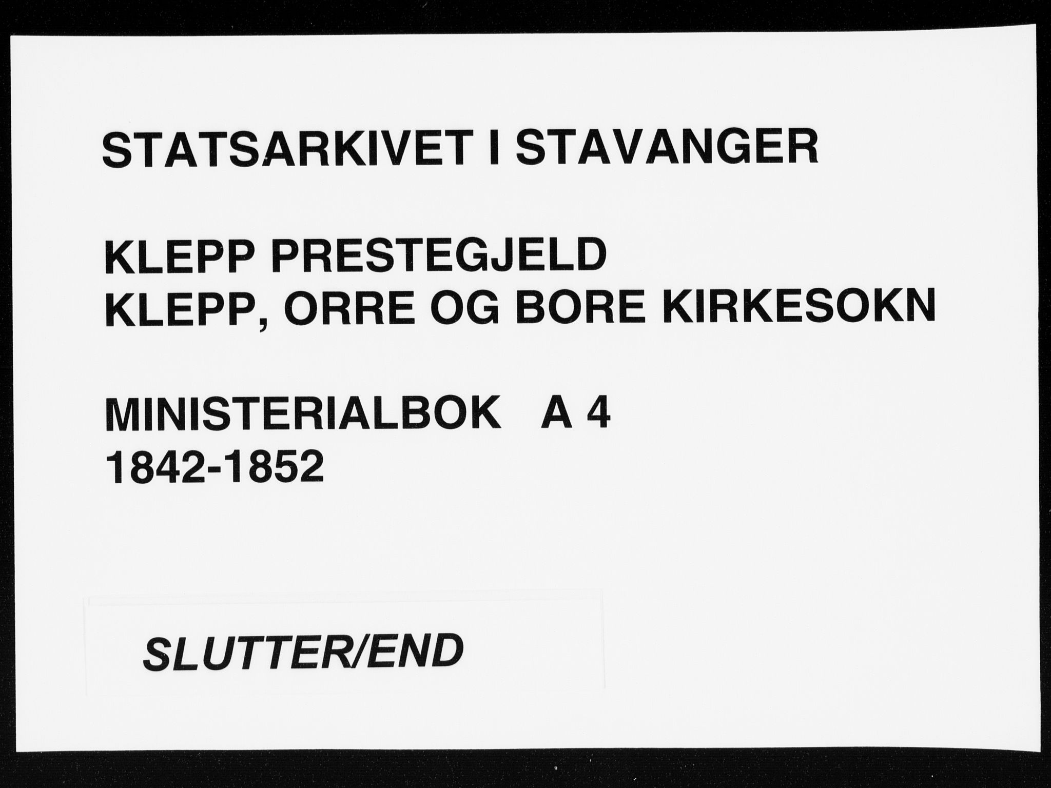 Klepp sokneprestkontor, AV/SAST-A-101803/001/3/30BA/L0004: Parish register (official) no. A 4, 1842-1852