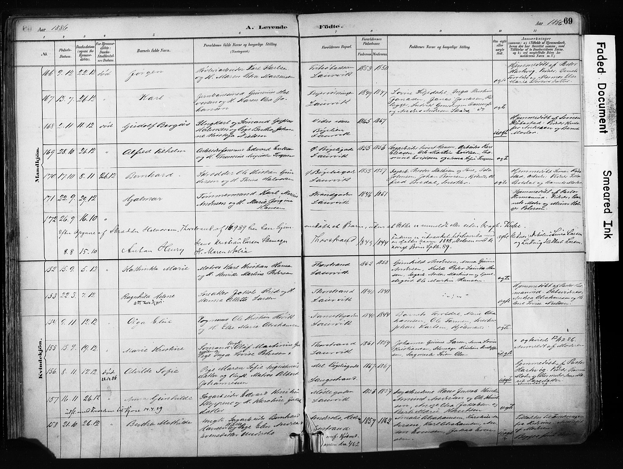 Larvik kirkebøker, SAKO/A-352/F/Fa/L0009: Parish register (official) no. I 9, 1884-1904, p. 69