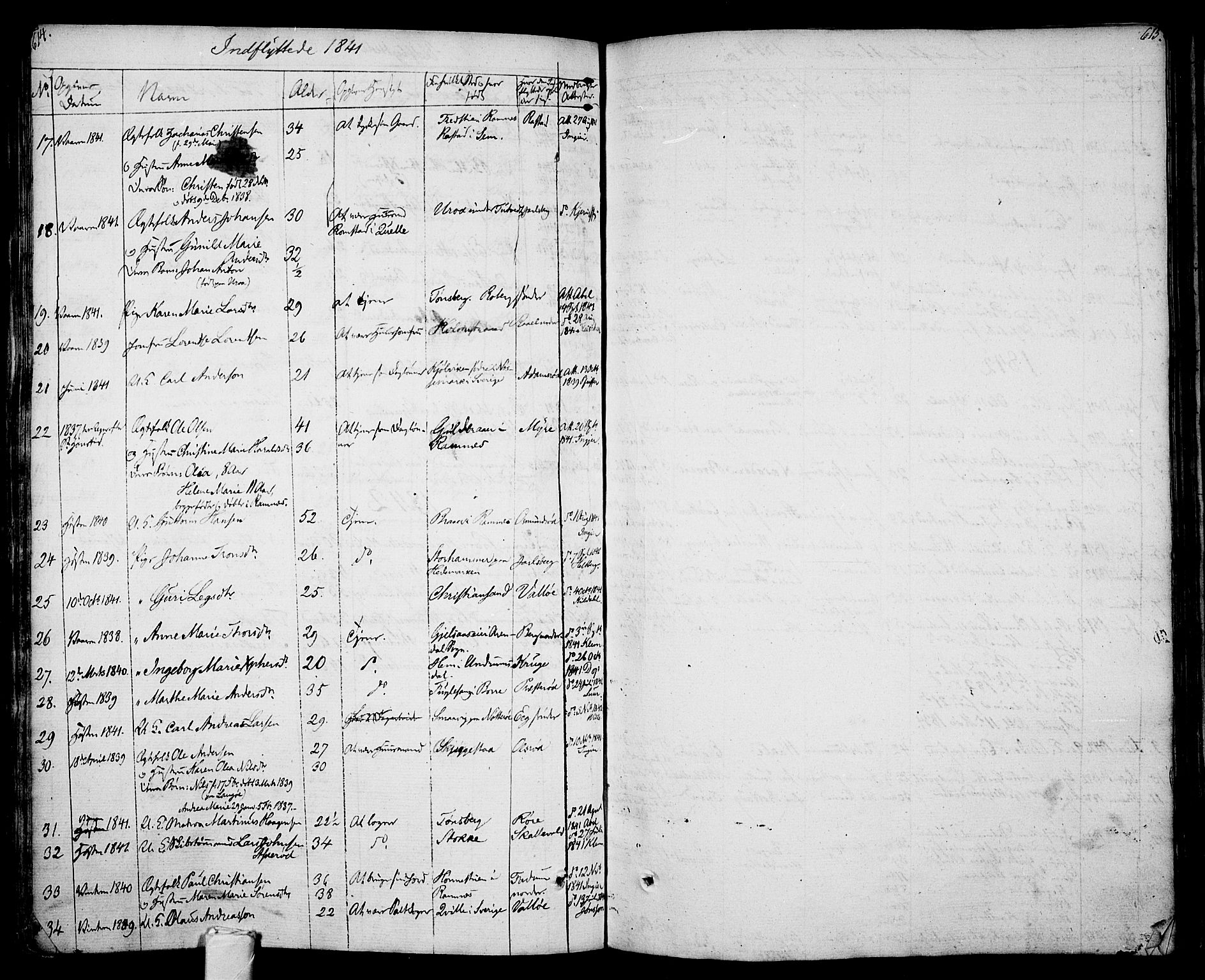 Sem kirkebøker, SAKO/A-5/F/Fa/L0005: Parish register (official) no. I 5, 1825-1842, p. 614-615