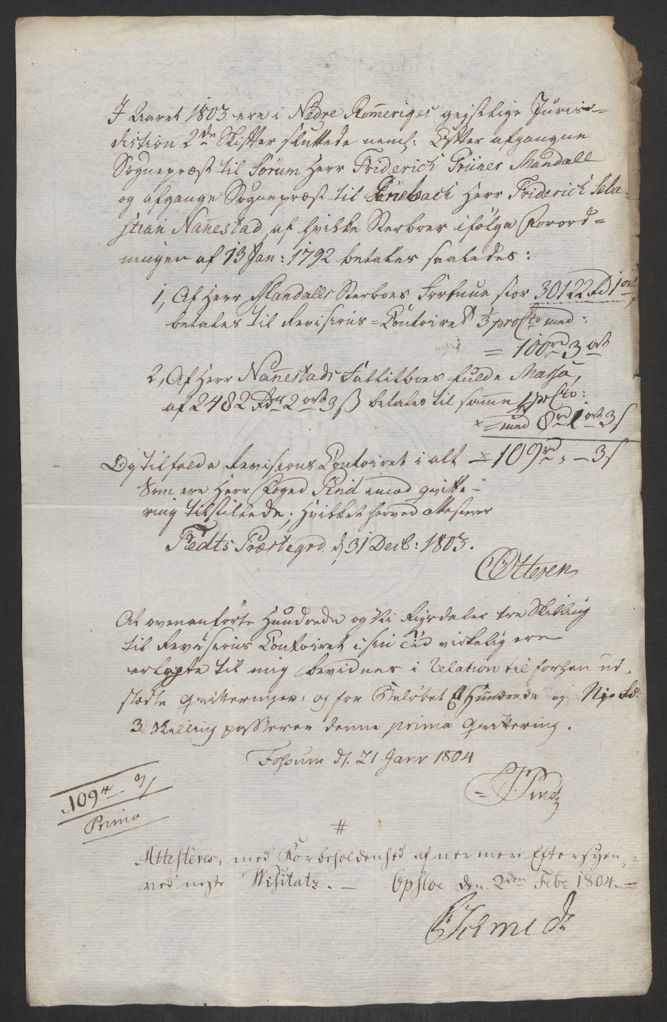 Rentekammeret inntil 1814, Reviderte regnskaper, Fogderegnskap, AV/RA-EA-4092/R11/L0679: Fogderegnskap Nedre Romerike, 1803, p. 271