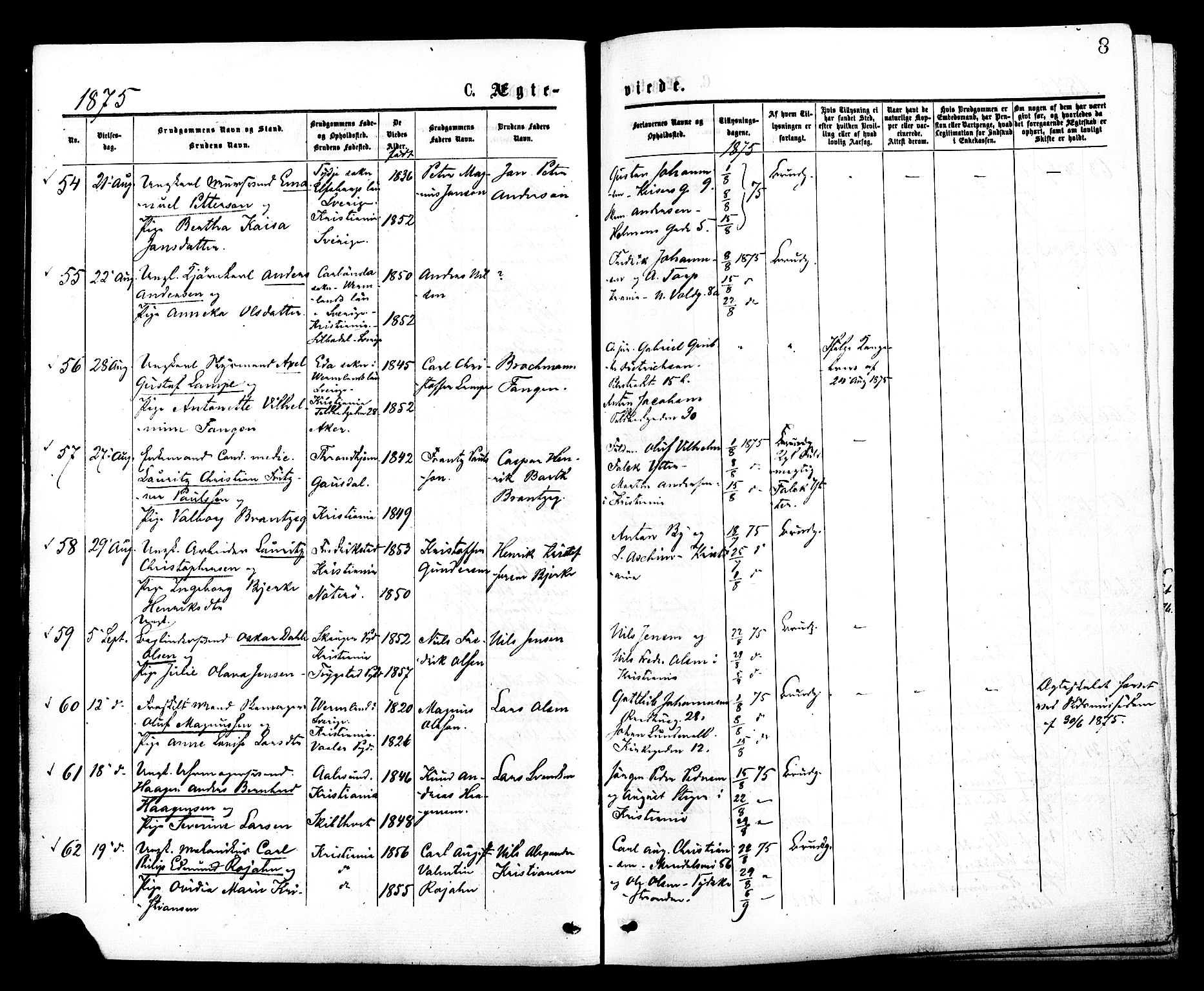 Johannes prestekontor Kirkebøker, AV/SAO-A-10852/F/Fa/L0002: Parish register (official) no. 2, 1875-1882, p. 8