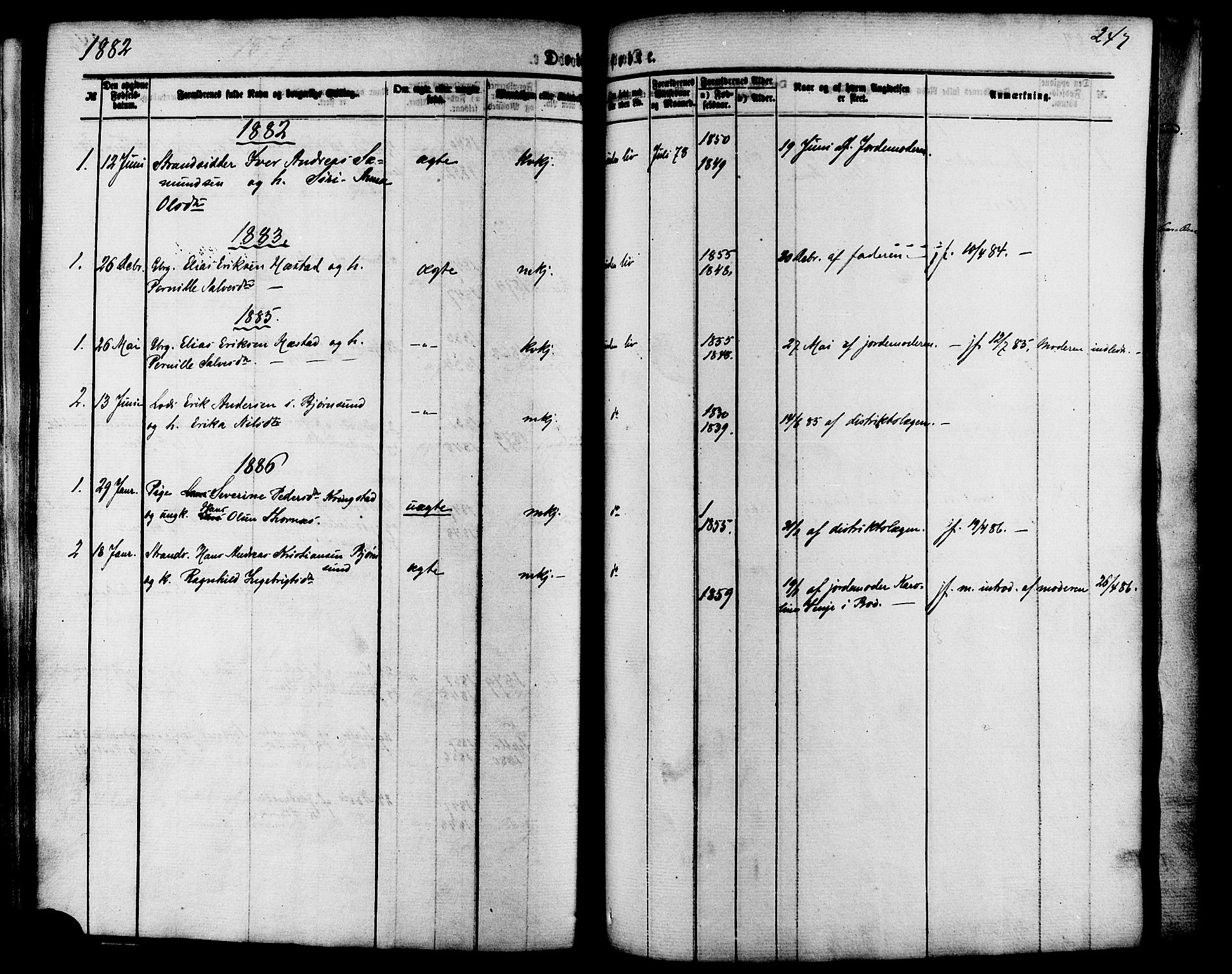 Ministerialprotokoller, klokkerbøker og fødselsregistre - Møre og Romsdal, AV/SAT-A-1454/565/L0749: Parish register (official) no. 565A03, 1871-1886, p. 247