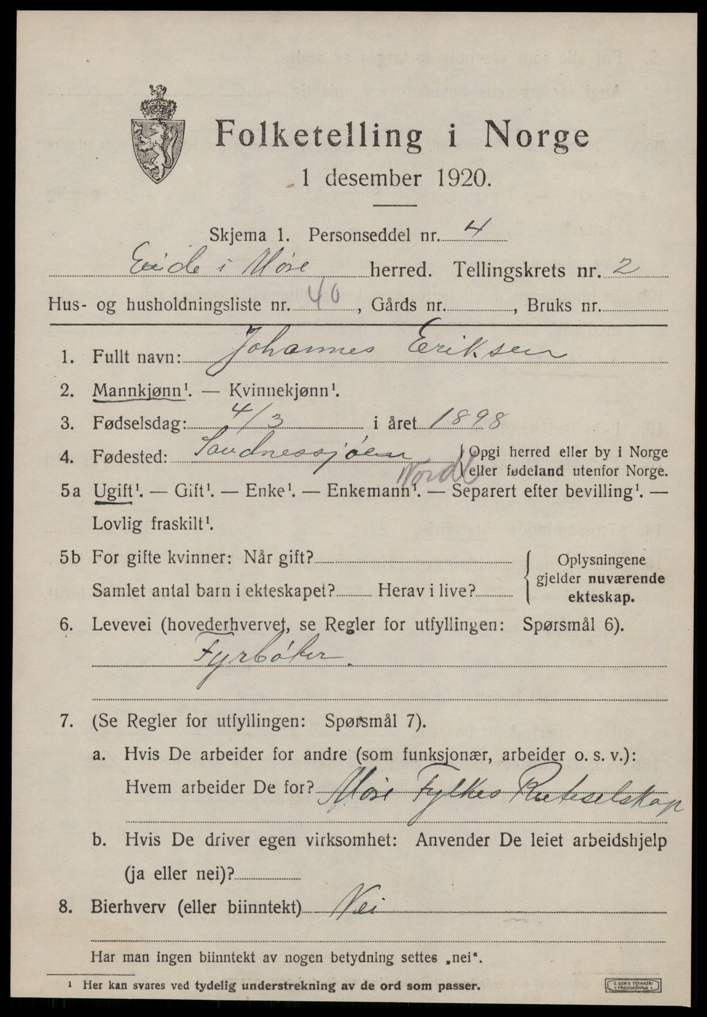 SAT, 1920 census for Eid (MR), 1920, p. 1494