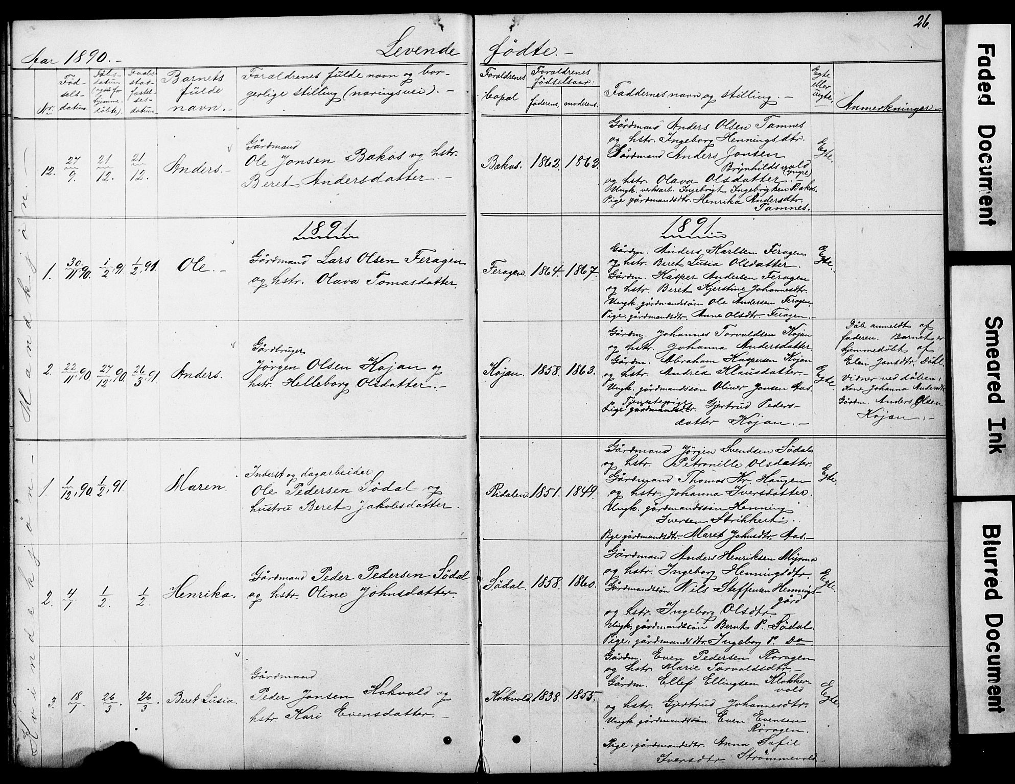 Ministerialprotokoller, klokkerbøker og fødselsregistre - Sør-Trøndelag, SAT/A-1456/683/L0949: Parish register (copy) no. 683C01, 1880-1896, p. 26
