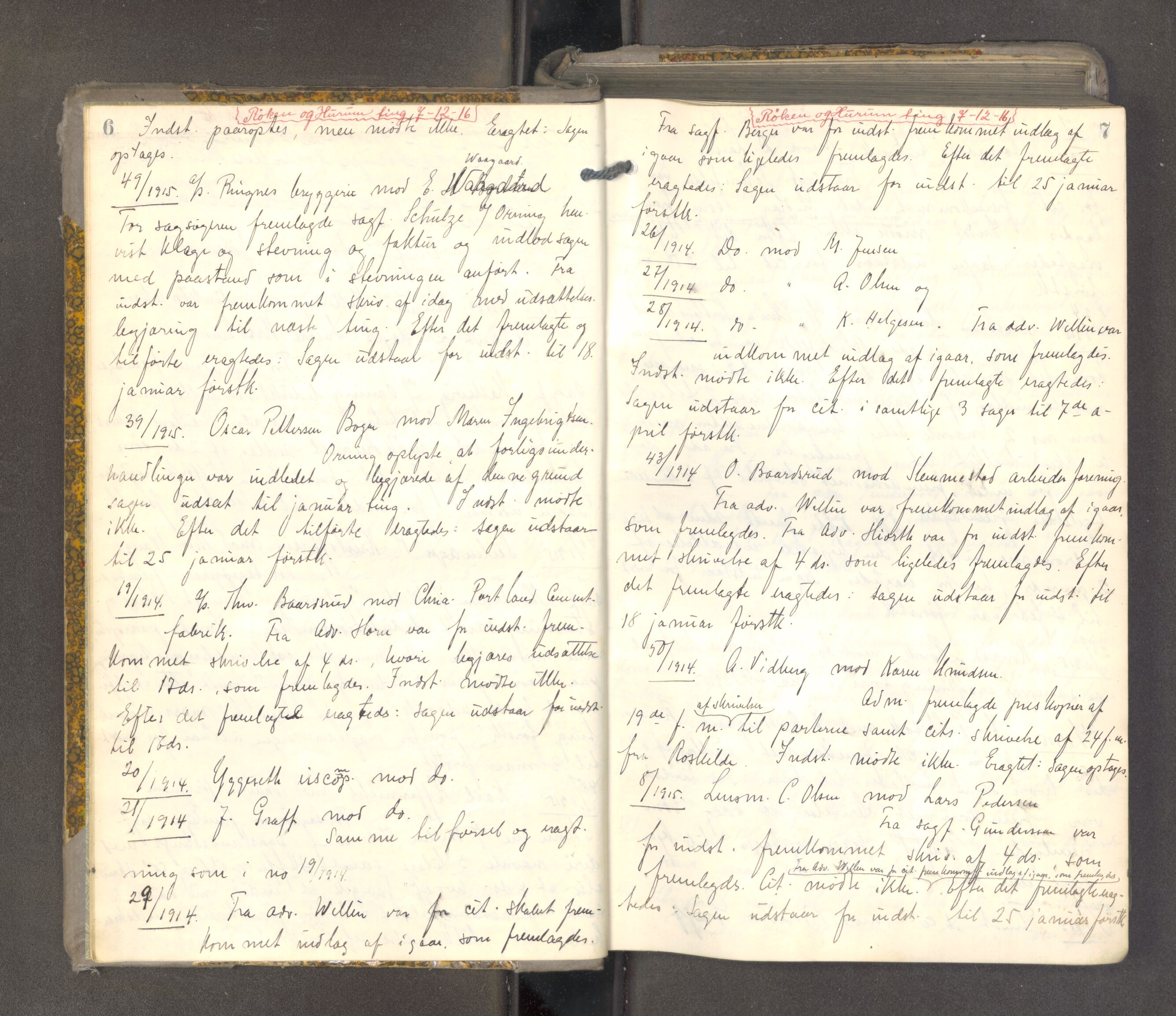 Lier, Røyken og Hurum sorenskriveri, AV/SAKO-A-89/F/Fa/L0098: Tingbok, 1915-1918, p. 6-7