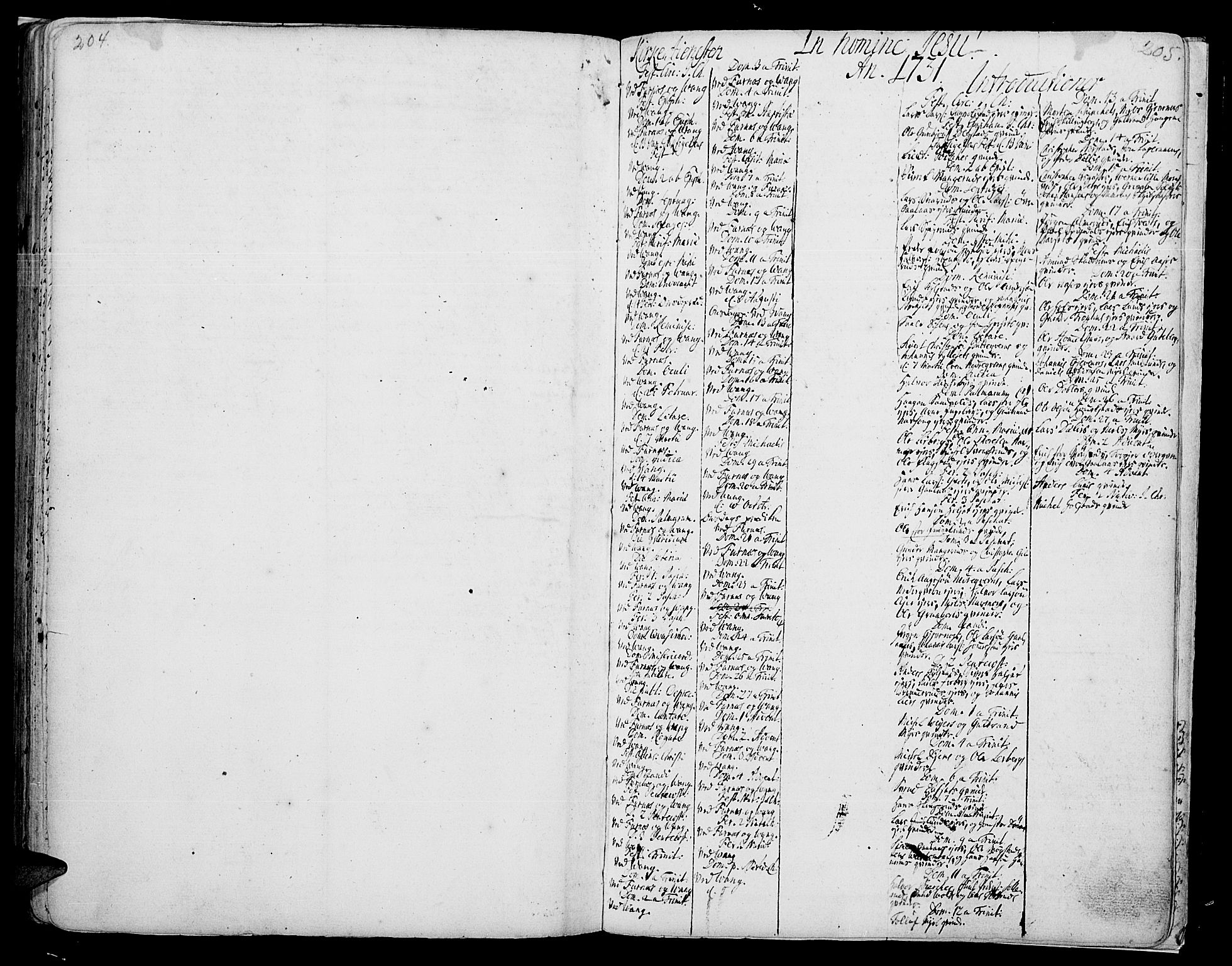 Vang prestekontor, Hedmark, AV/SAH-PREST-008/H/Ha/Haa/L0002A: Parish register (official) no. 2A, 1713-1733, p. 204-205