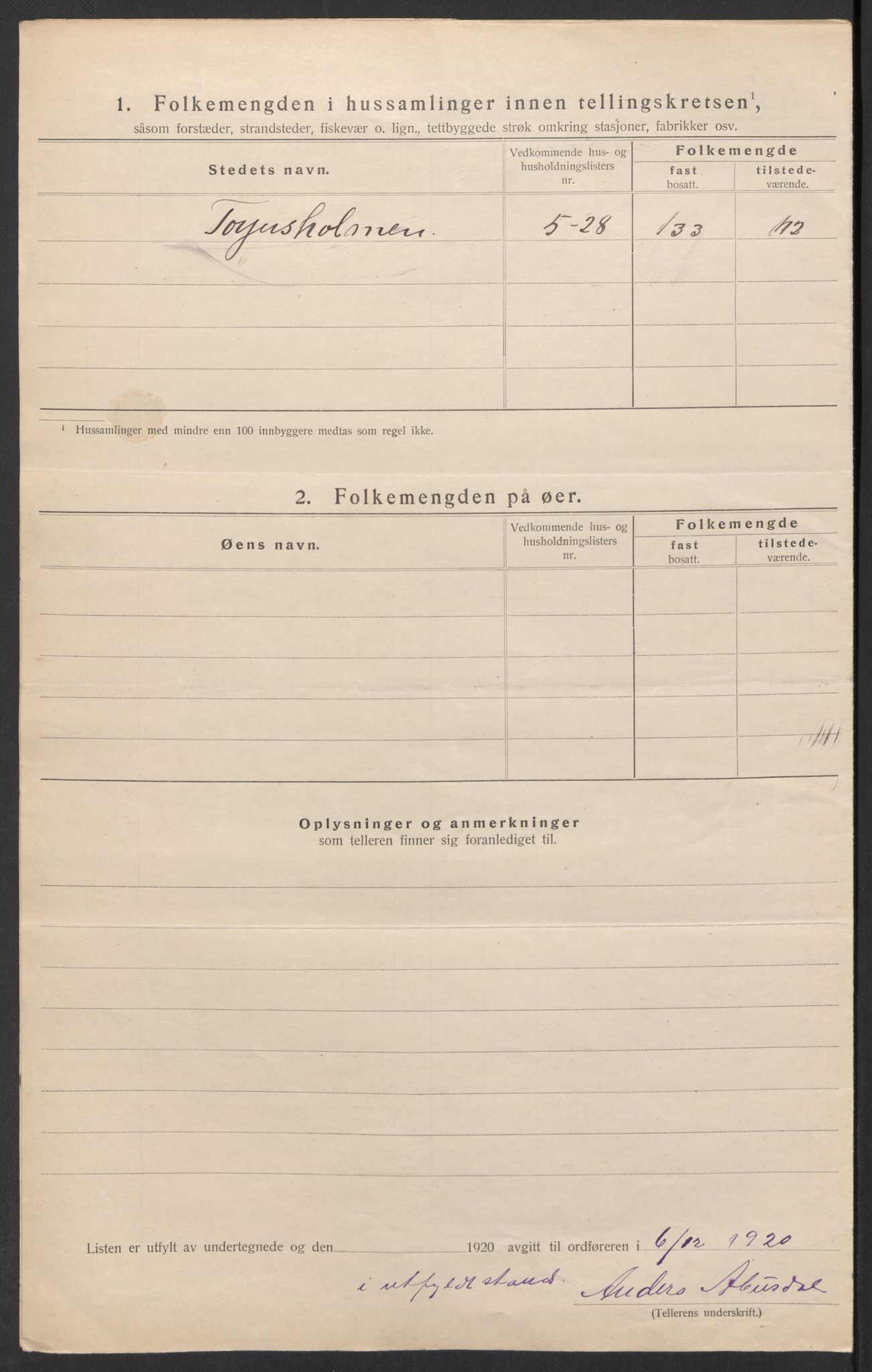 SAK, 1920 census for Tromøy, 1920, p. 14