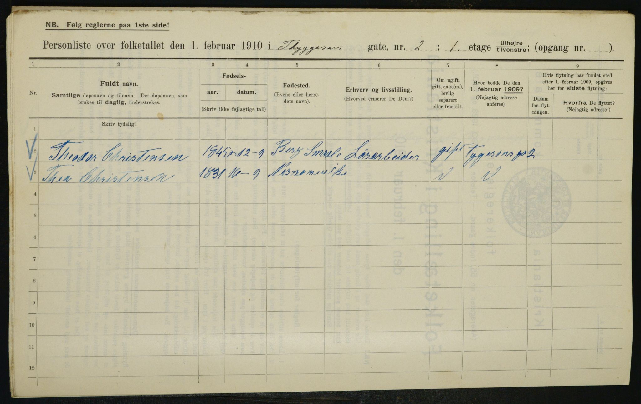 OBA, Municipal Census 1910 for Kristiania, 1910, p. 105677