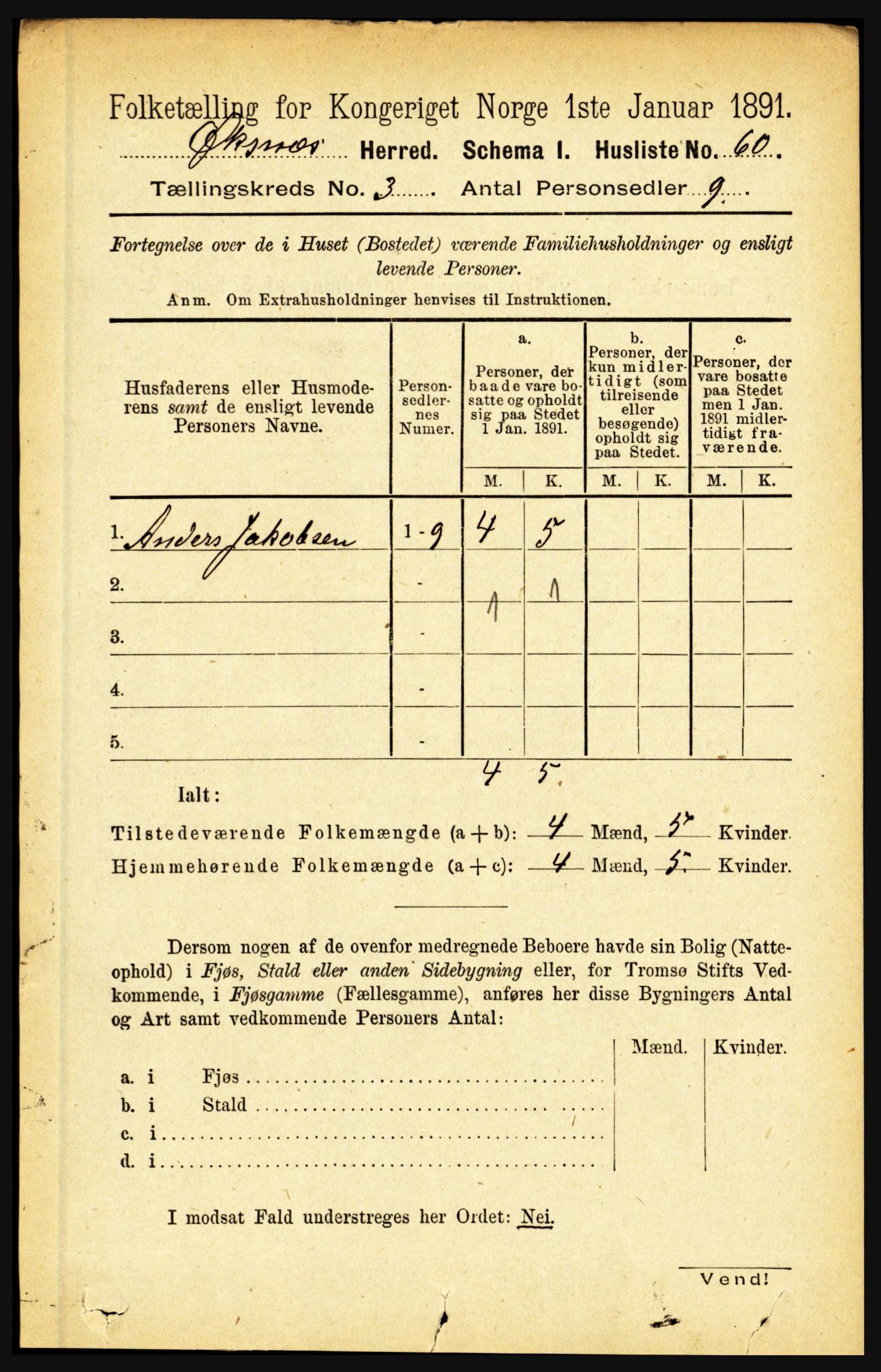 RA, 1891 census for 1868 Øksnes, 1891, p. 1125