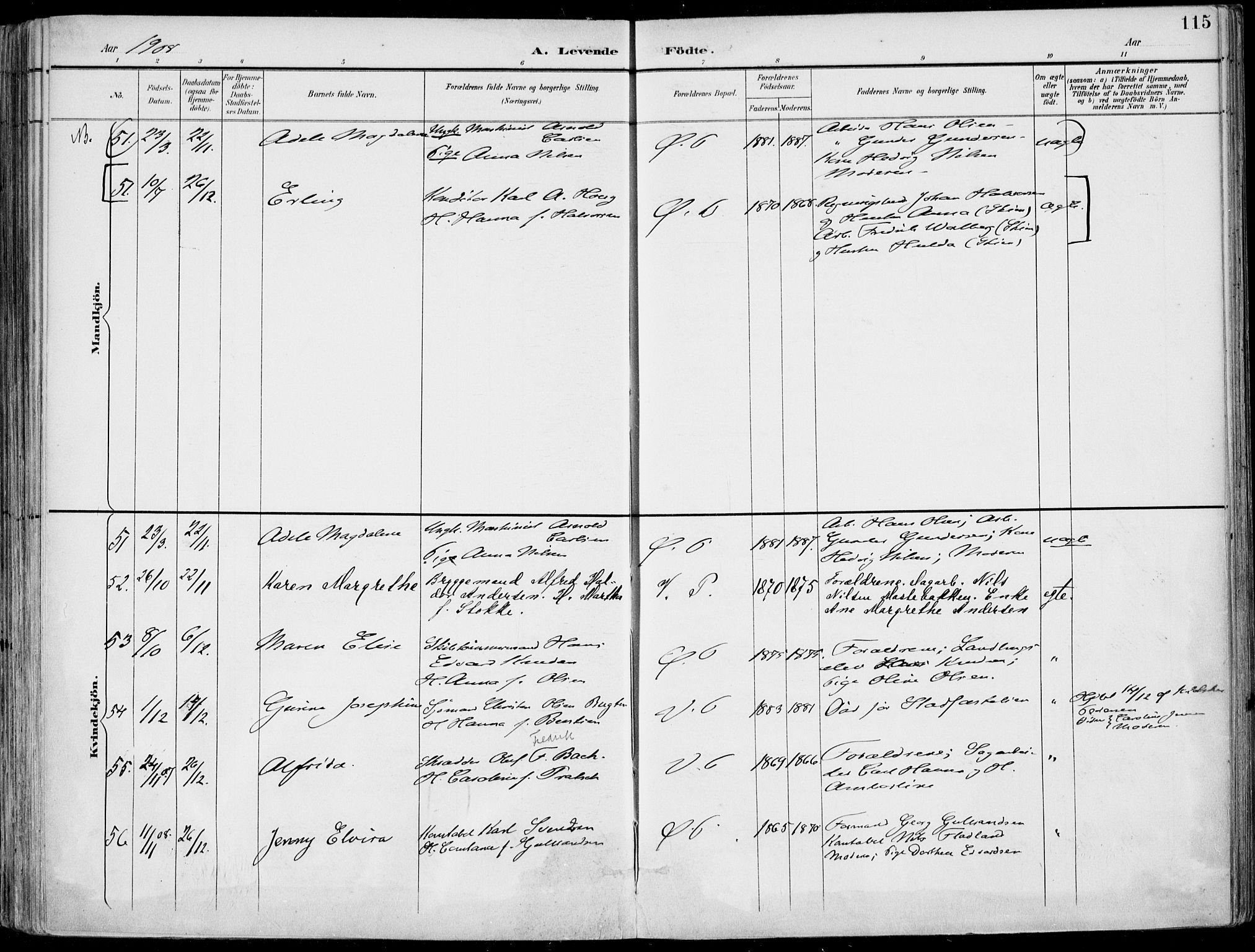 Porsgrunn kirkebøker , SAKO/A-104/F/Fa/L0010: Parish register (official) no. 10, 1895-1919, p. 115