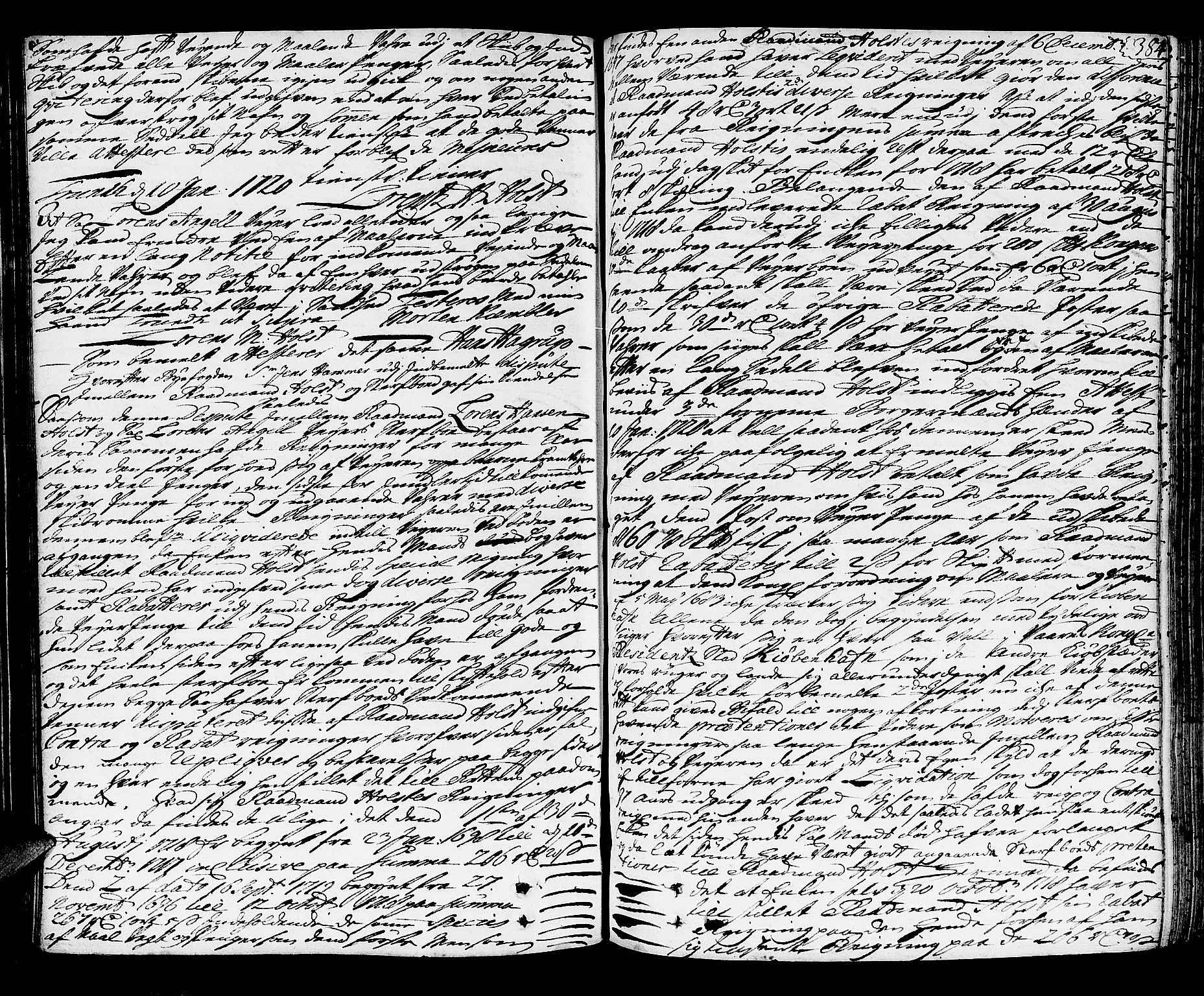 Trondheim byfogd, AV/SAT-A-0003/1/3/3A/L0008: Skifteprotokoll - gml.nr.8. (m/ register), 1716-1722, p. 383b-384a
