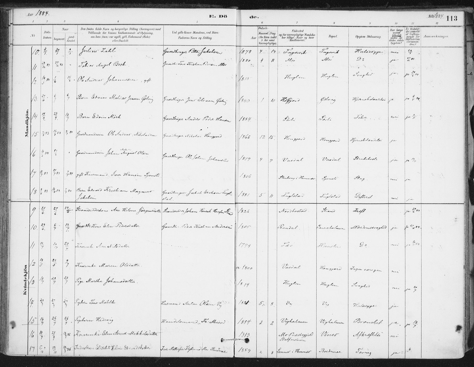 Ministerialprotokoller, klokkerbøker og fødselsregistre - Nordland, AV/SAT-A-1459/838/L0553: Parish register (official) no. 838A11, 1880-1910, p. 113