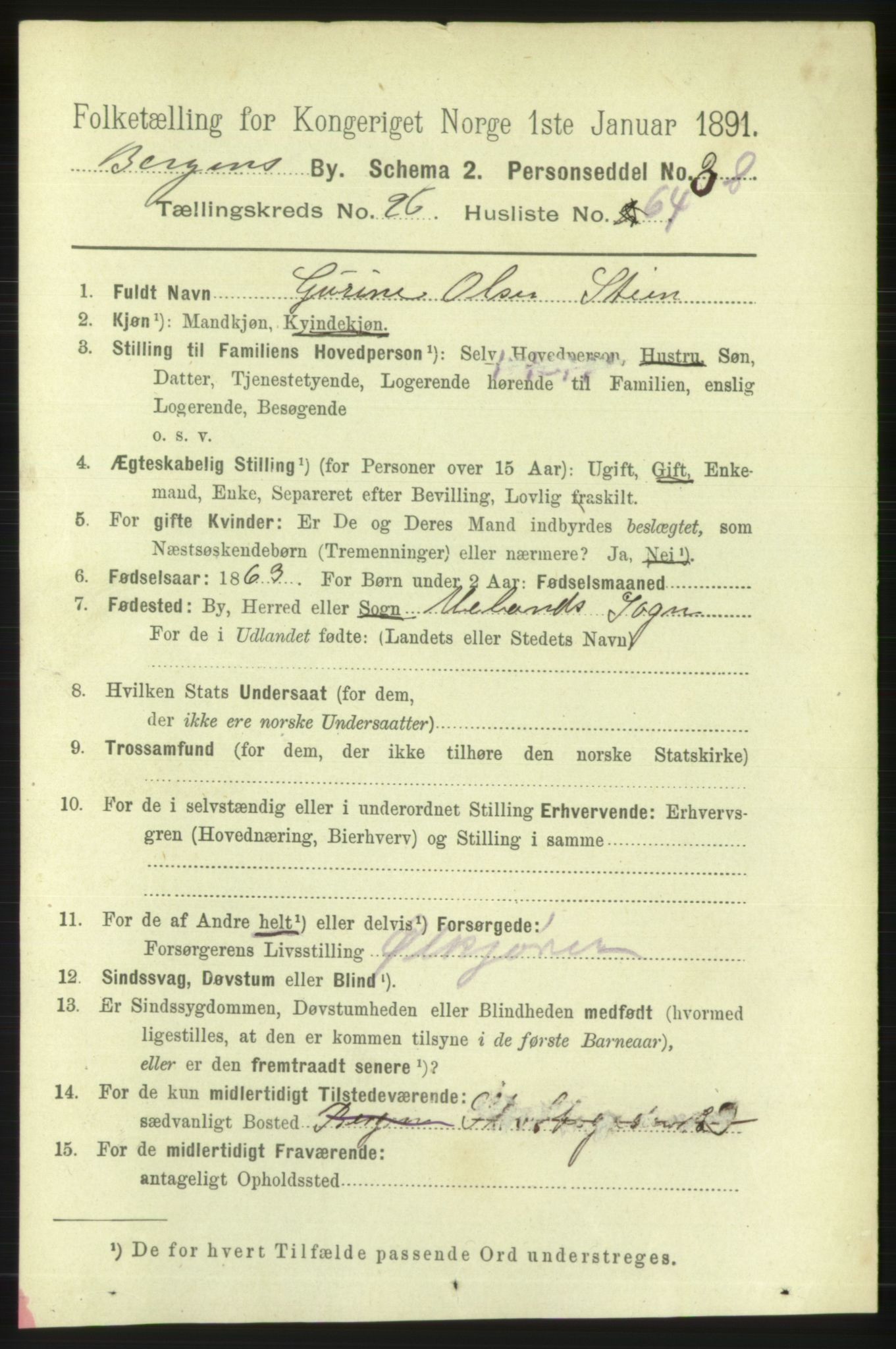 RA, 1891 Census for 1301 Bergen, 1891, p. 35270