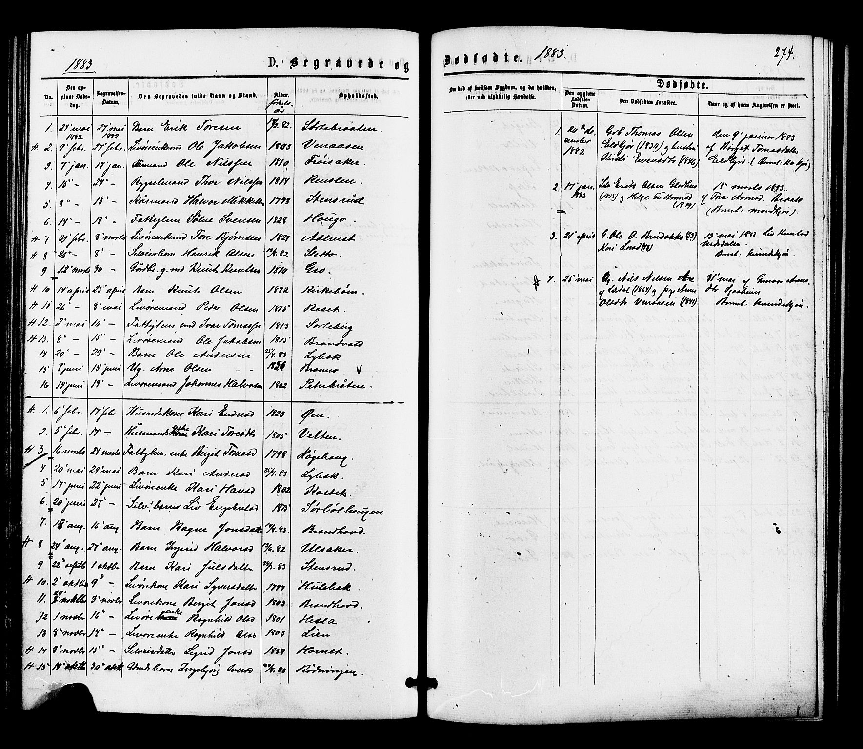 Gol kirkebøker, SAKO/A-226/F/Fa/L0004: Parish register (official) no. I 4, 1876-1886, p. 274
