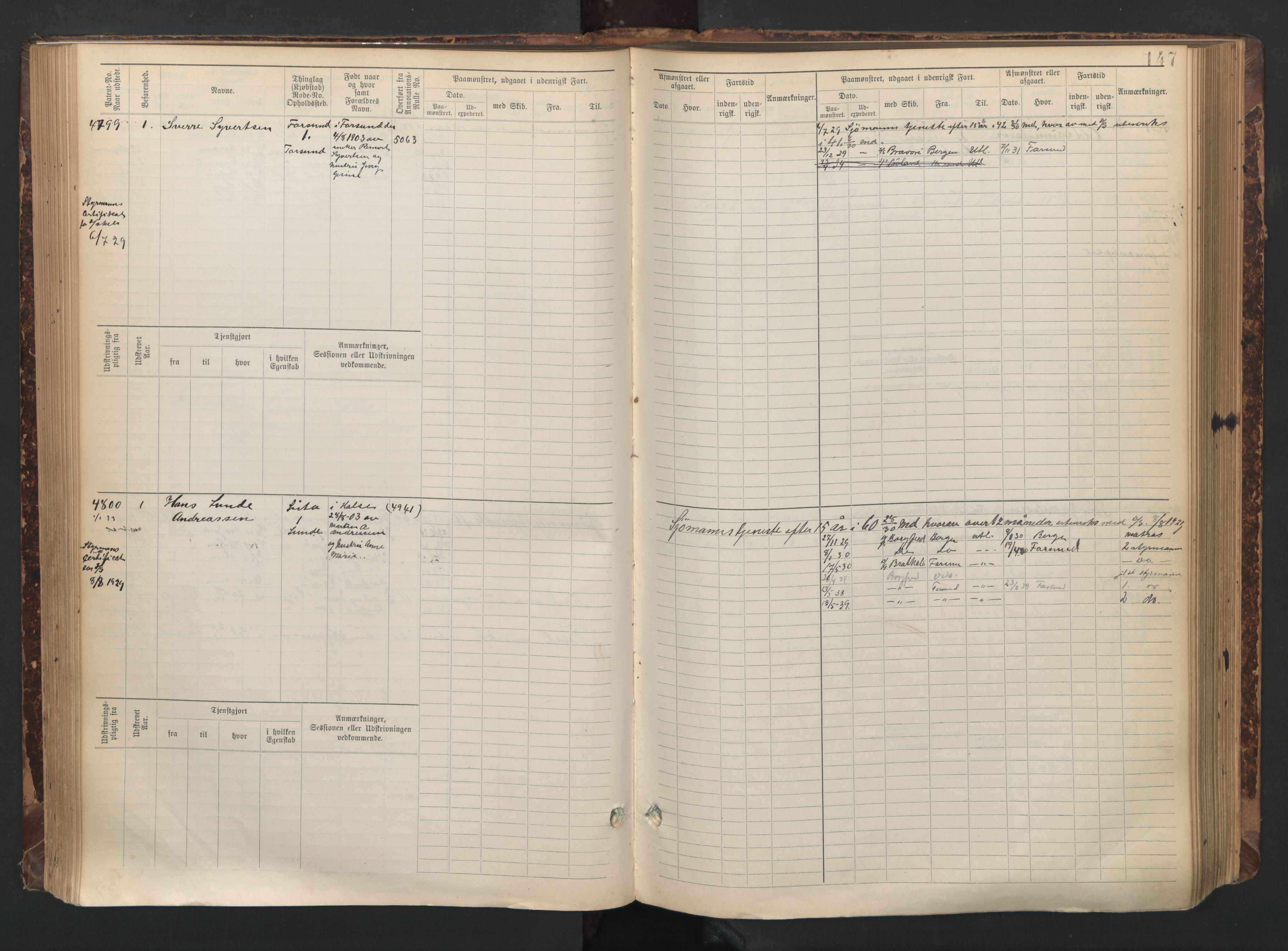 Farsund mønstringskrets, SAK/2031-0017/F/Fb/L0021: Hovedrulle nr 4507-5268, Z-13, 1900-1948, p. 158