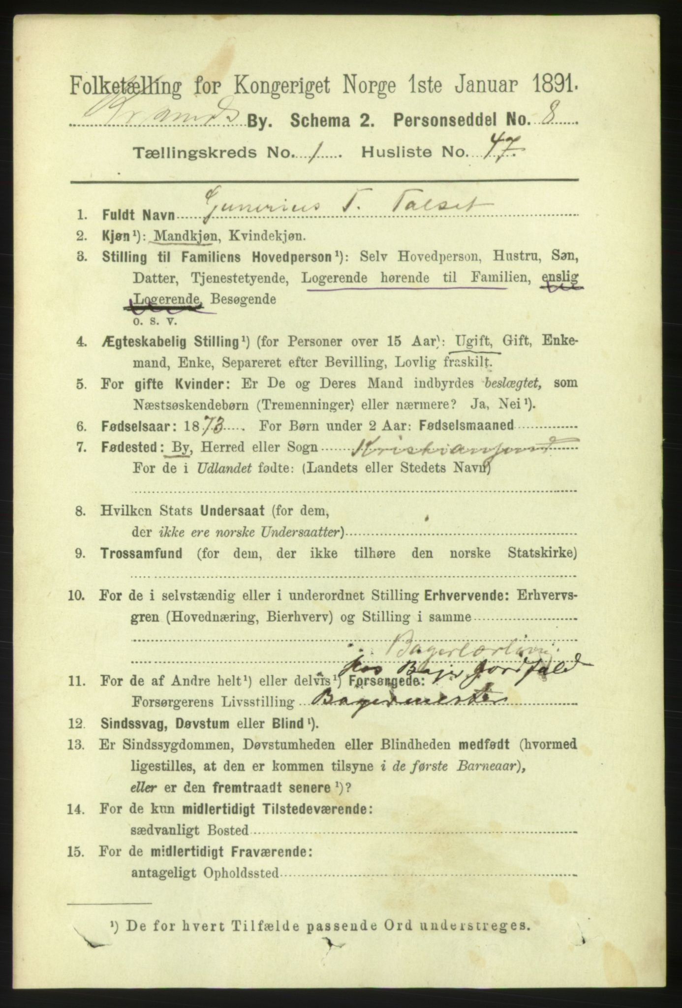 RA, 1891 census for 1503 Kristiansund, 1891, p. 2623