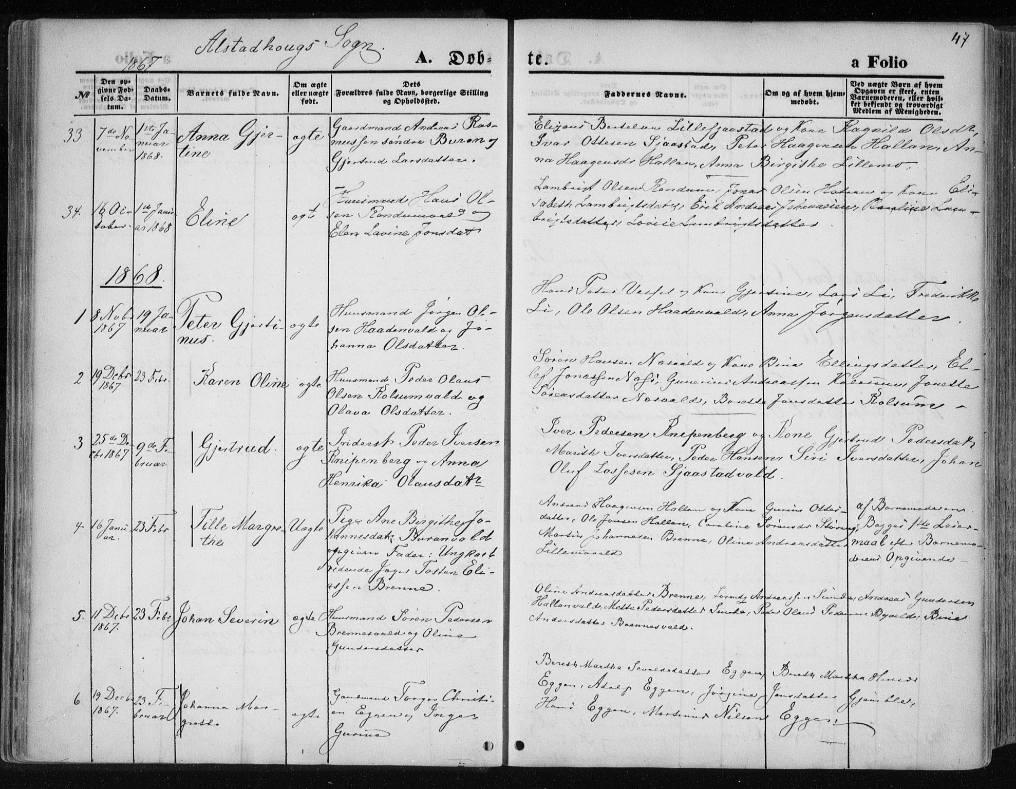 Ministerialprotokoller, klokkerbøker og fødselsregistre - Nord-Trøndelag, SAT/A-1458/717/L0157: Parish register (official) no. 717A08 /1, 1863-1877, p. 47