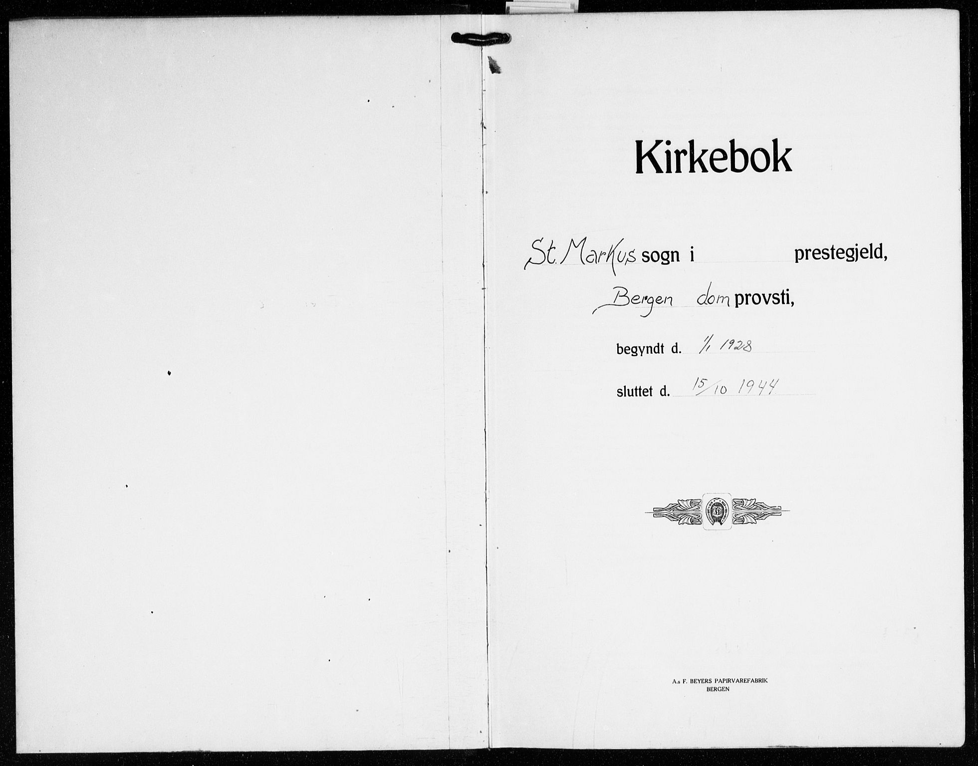 St. Markus sokneprestembete, AV/SAB-A-99935: Parish register (copy) no. A 1, 1928-1944